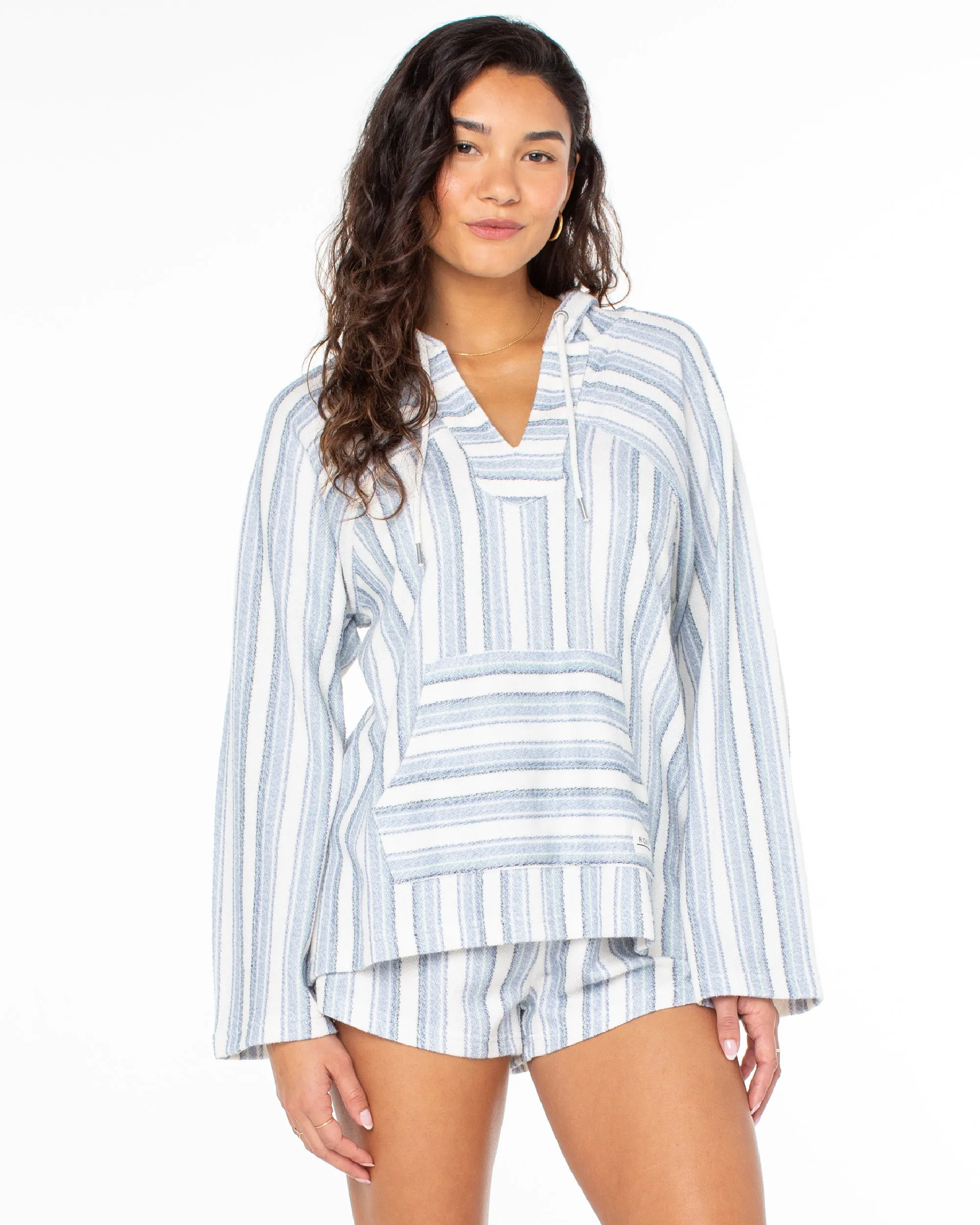 Wild And Free Poncho Style Hoodie - Infinity Blue sold by Roxy