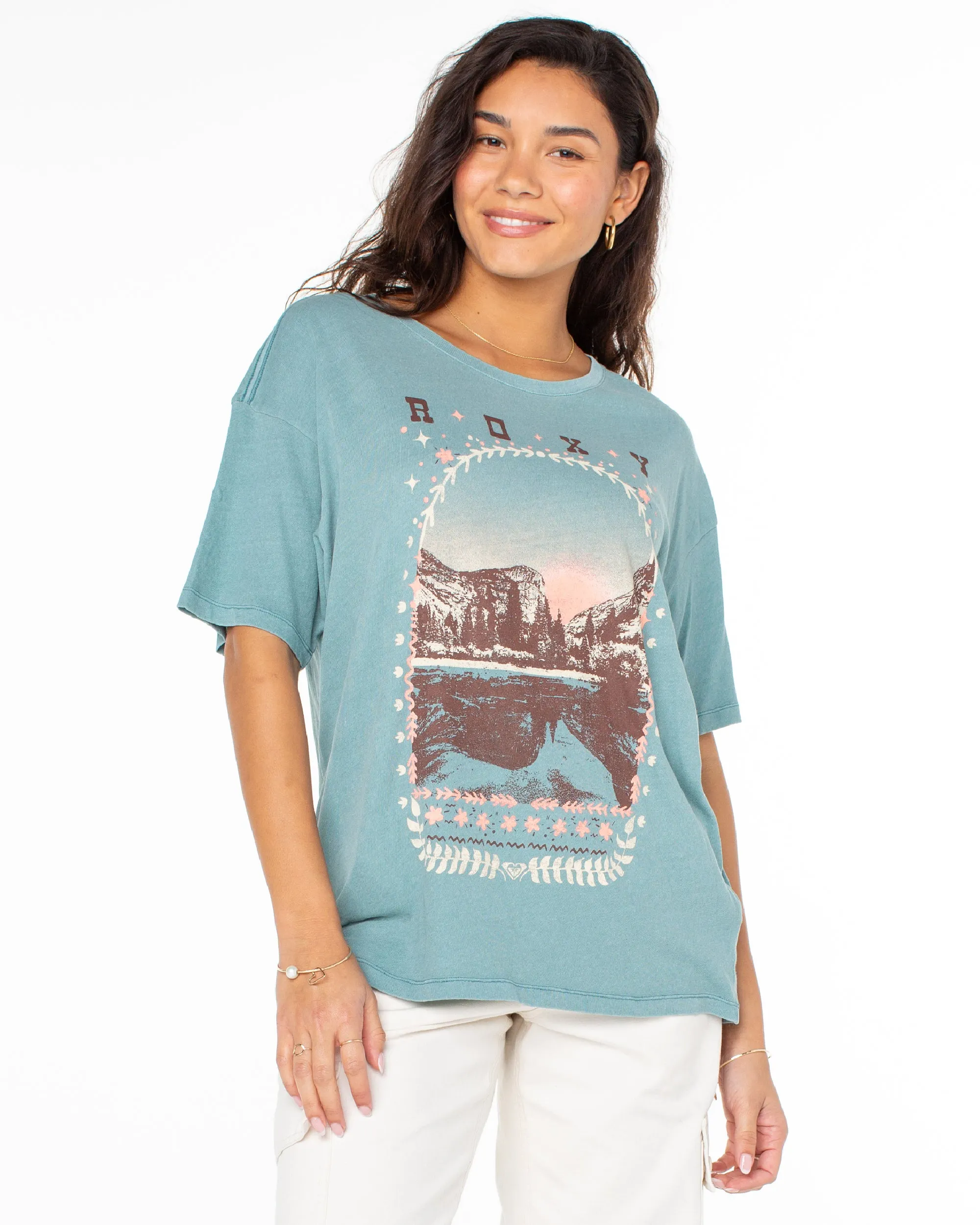Folk Mountain T-Shirt - Mineral Blue sold by Roxy