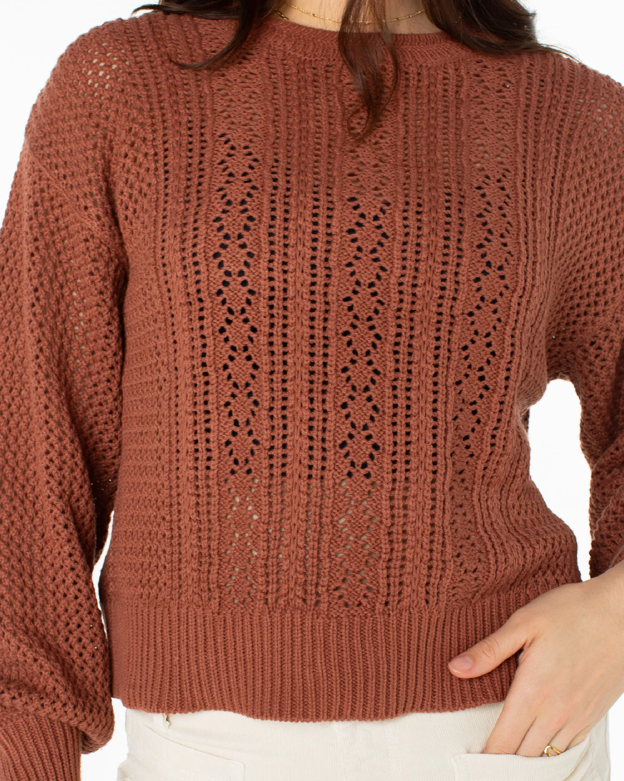 Day Break Open Knit Sweater - Russet sold by Roxy product image thumbnail 3