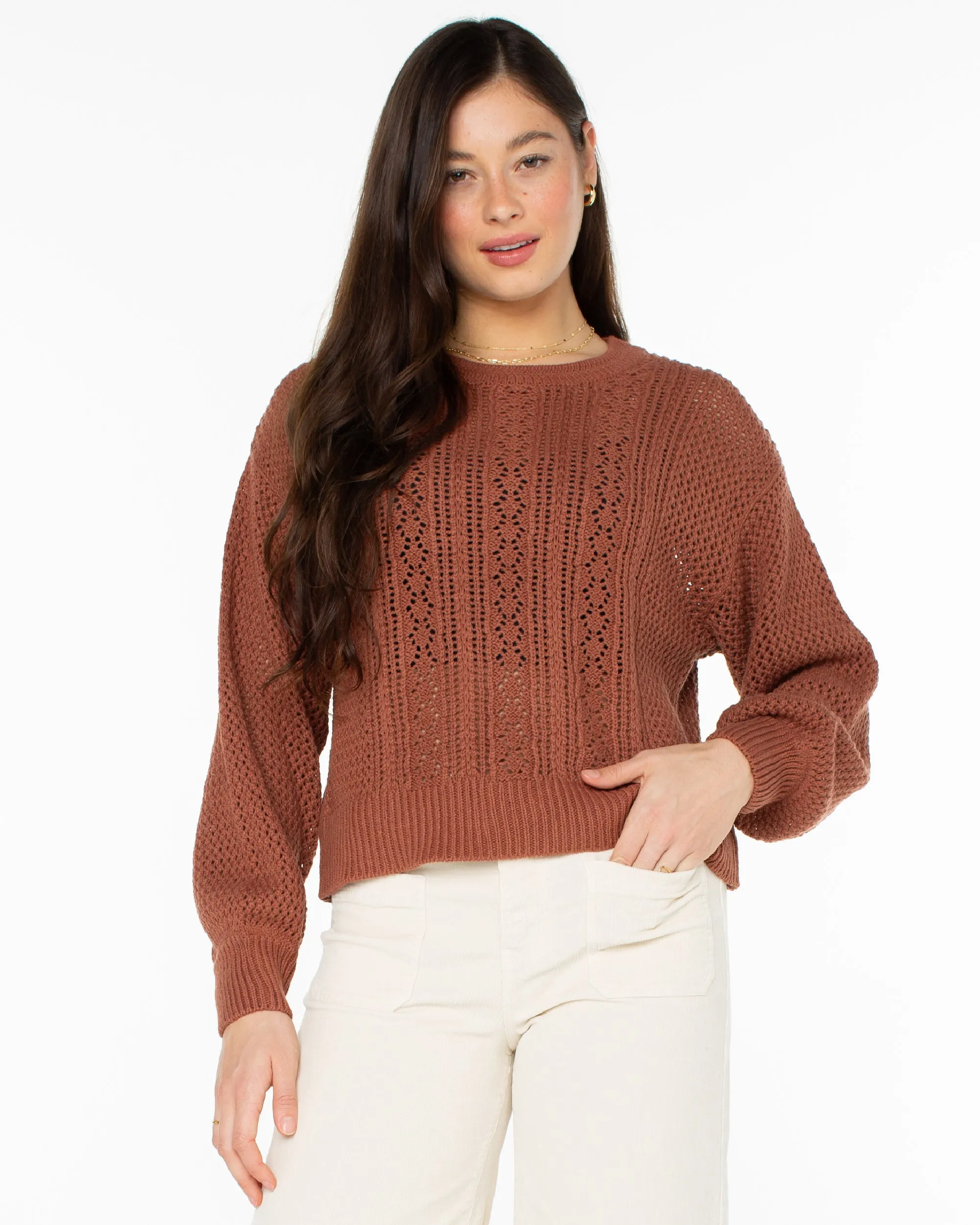 Day Break Open Knit Sweater - Russet sold by Roxy