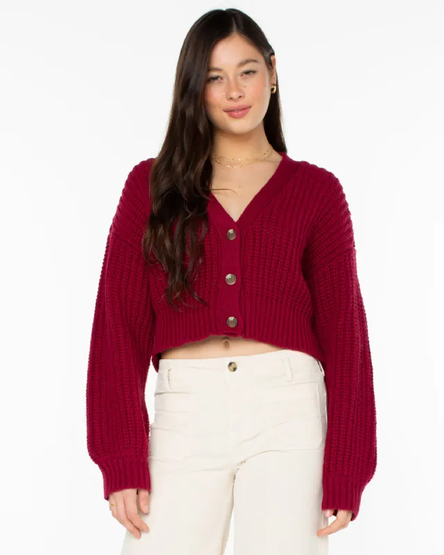 Sundaze Washed Cardigan - Rumba Red sold by Roxy