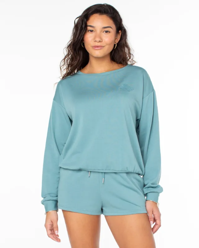 Surfing By Moonlight Pullover Sweatshirt - Mineral Blue sold by Roxy
