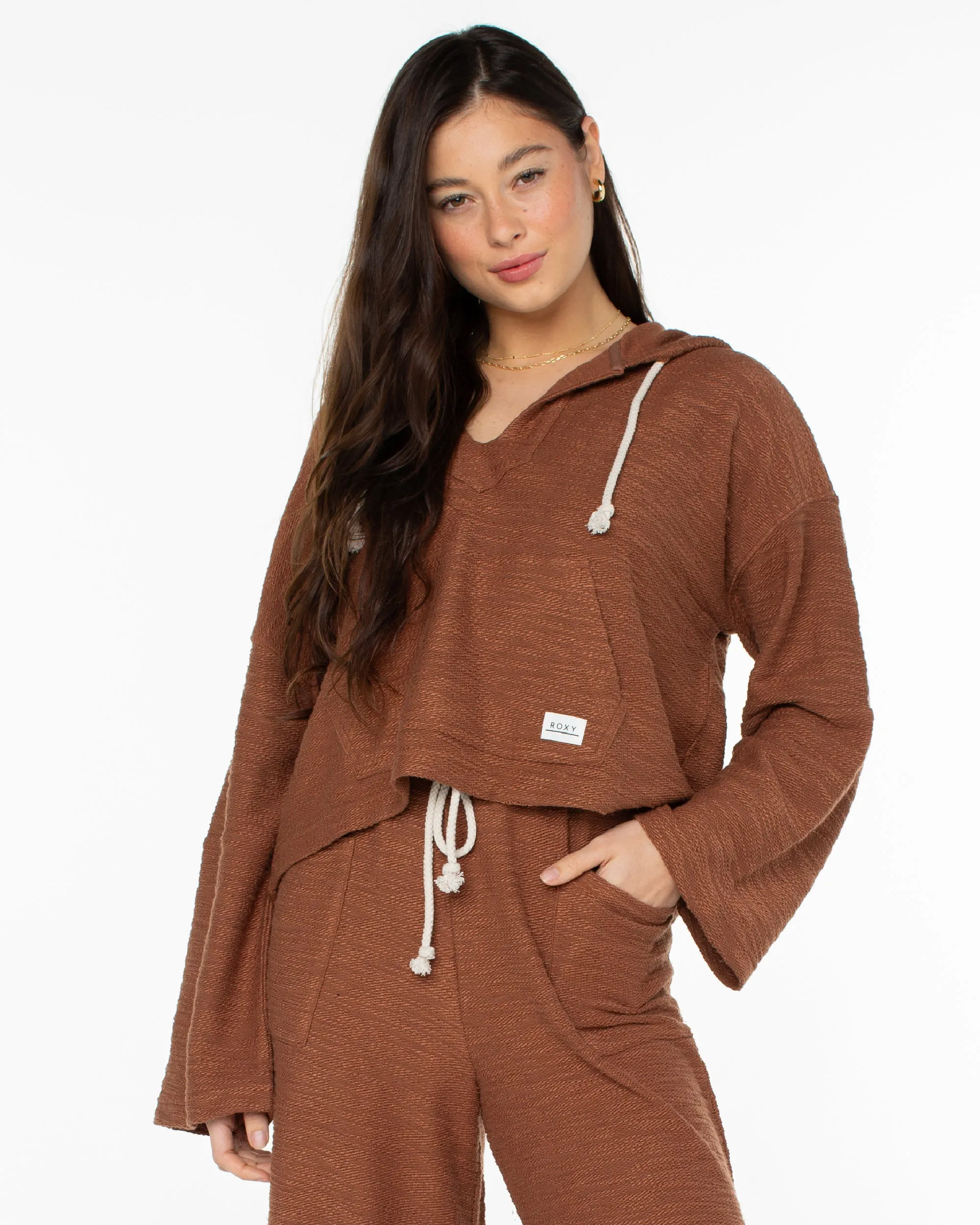 Rich Coast Cropped Hoodie - Carob Brown sold by Roxy
