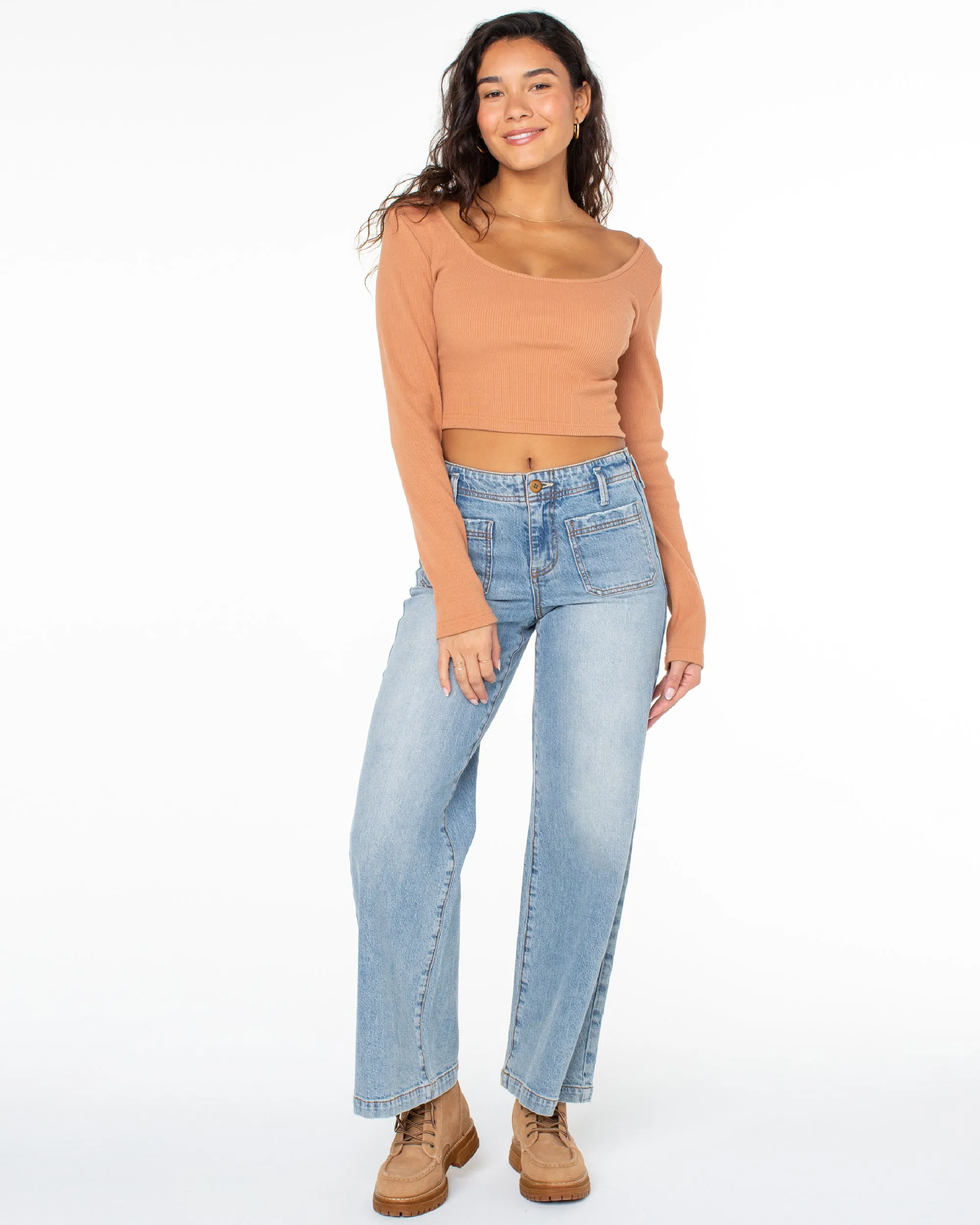Good Keepsake Long Sleeve Crop Top - Russet sold by Roxy product image thumbnail 5