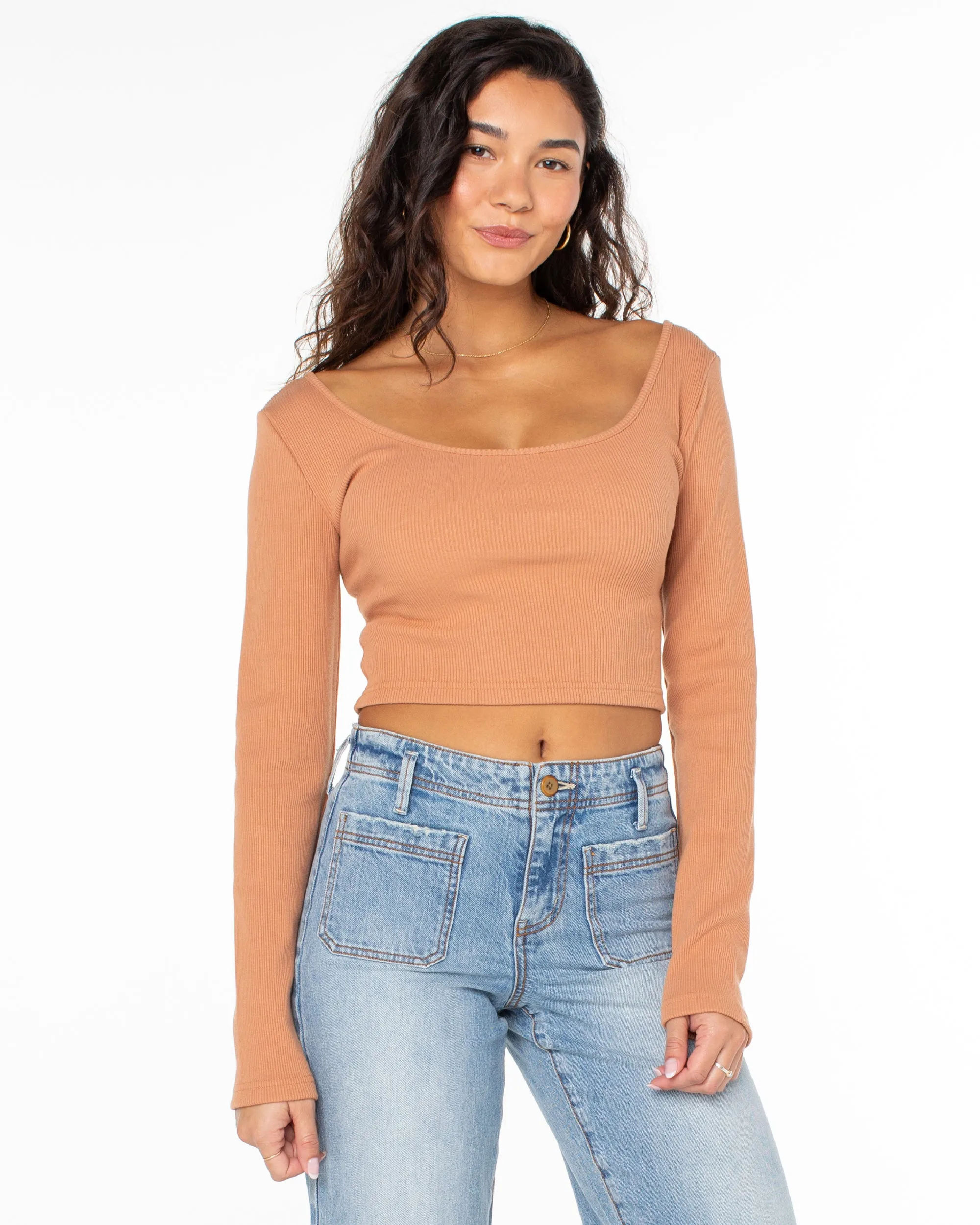 Good Keepsake Long Sleeve Crop Top - Russet sold by Roxy