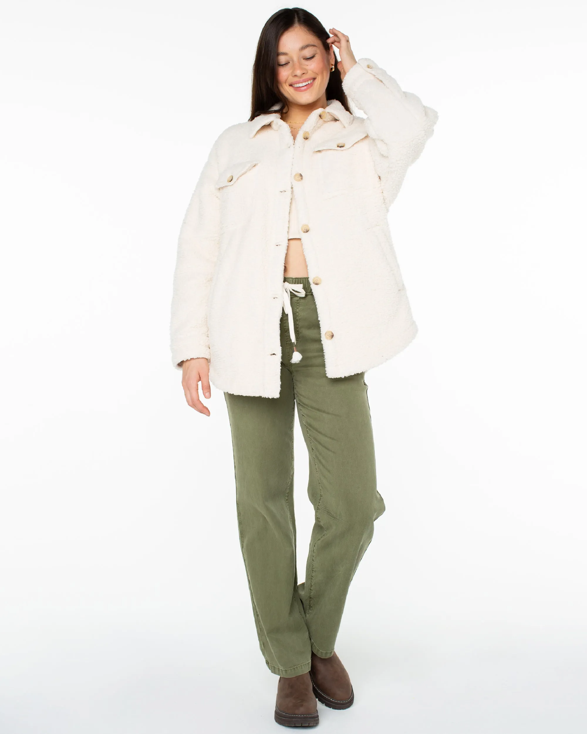 Overlander Solid Button Front Fleece Jacket - Parchment sold by Roxy product image thumbnail 4