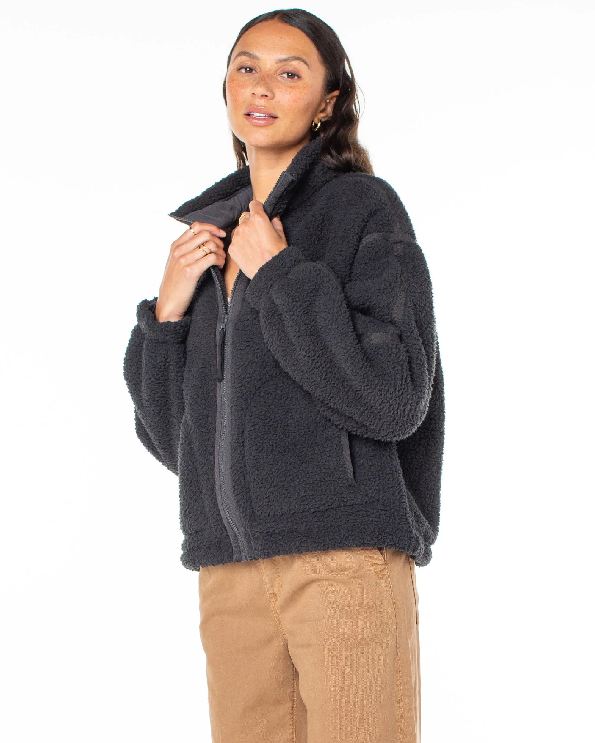 Wurlie Zip Up Fleece Jacket - Phantom sold by Roxy product image thumbnail 3