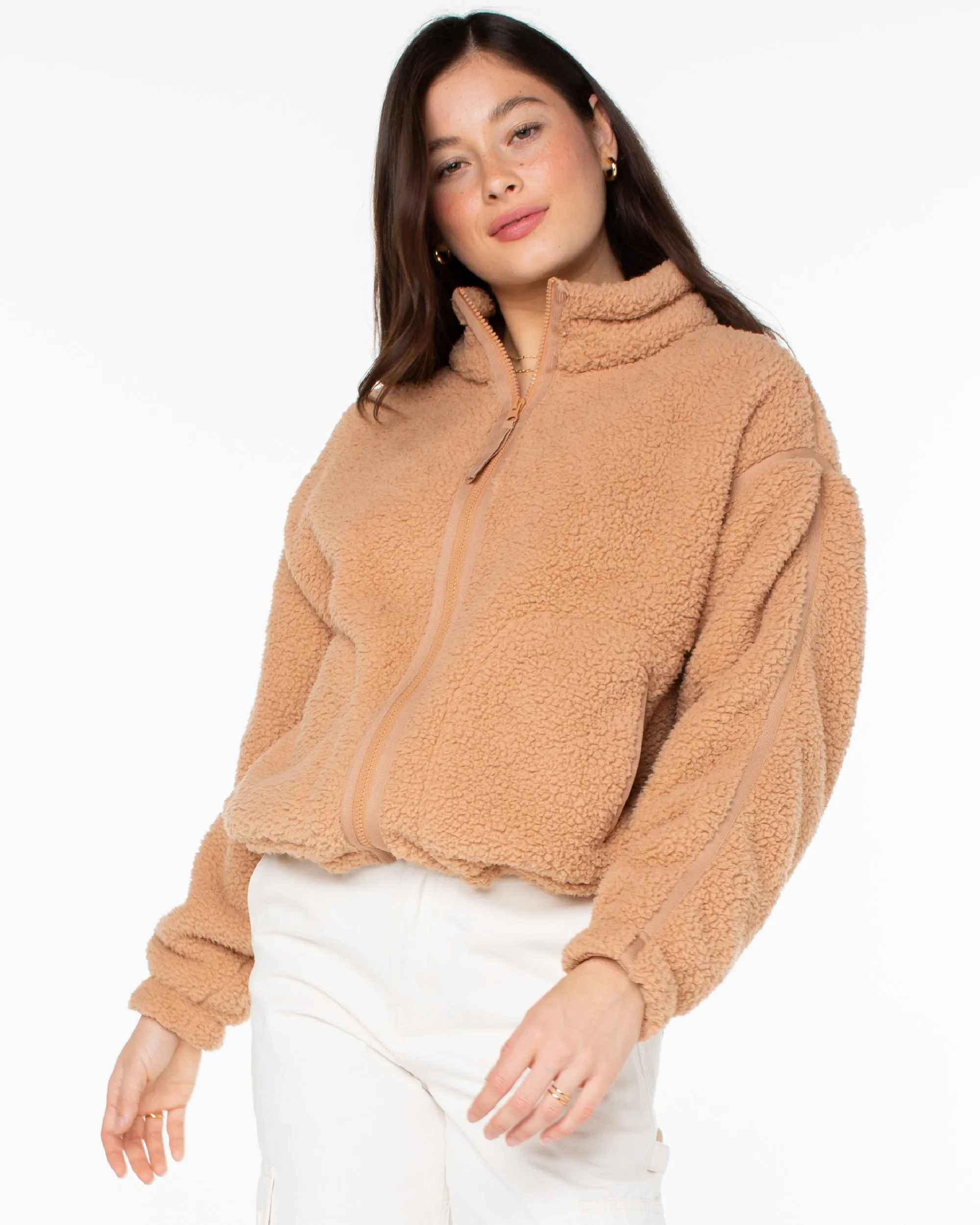Wurlie Zip Up Fleece Jacket - Camel sold by Roxy product image thumbnail 5