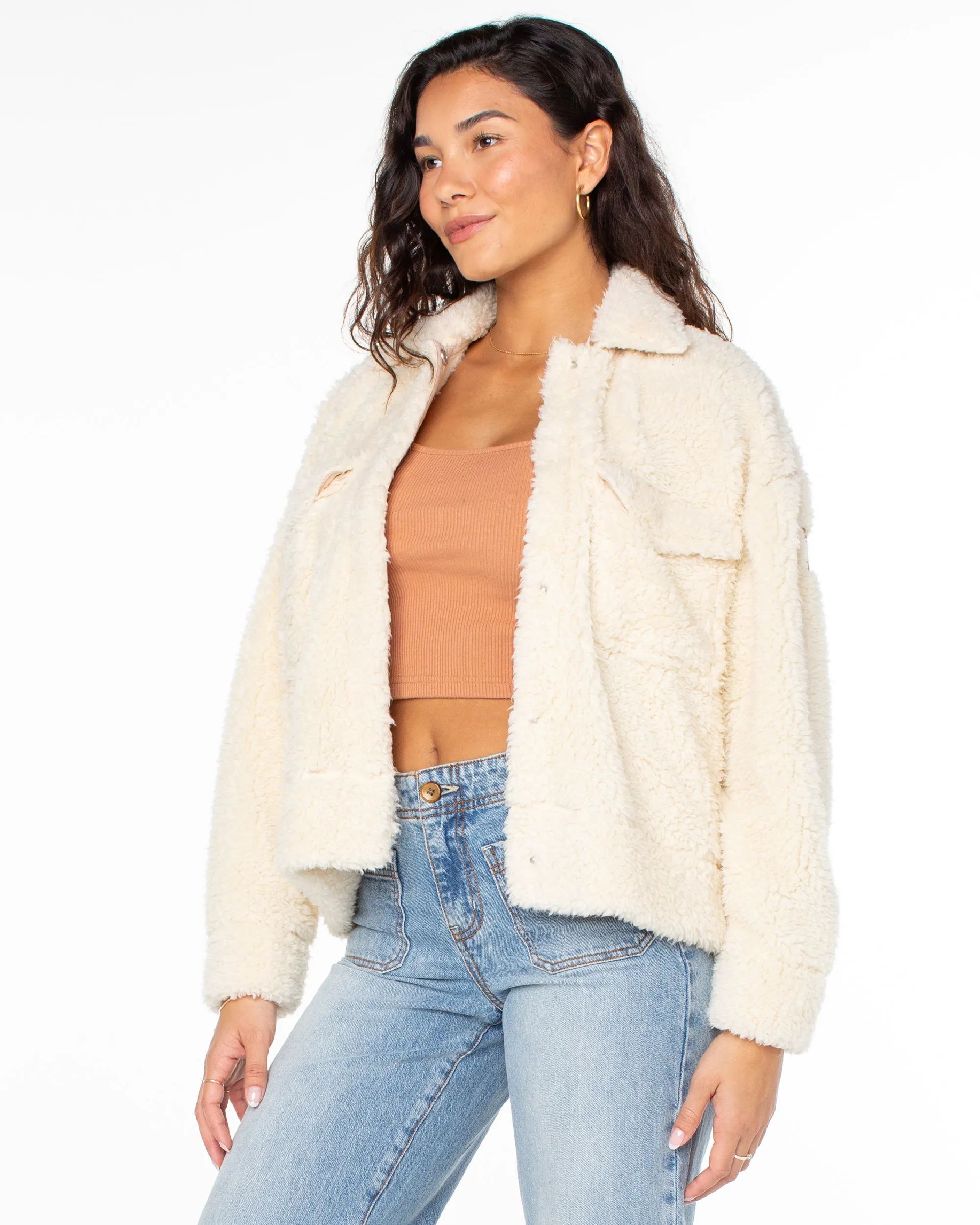 Chilly Wave Snap Front Fleece Jacket - Parchment sold by Roxy product image thumbnail 3