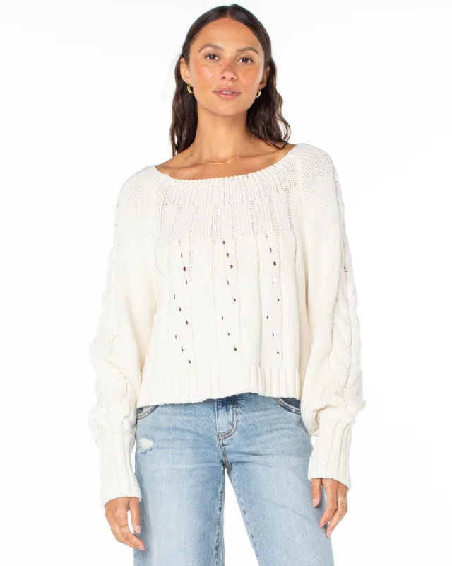 Day Dream Boat Neck Sweater - Egret sold by Roxy
