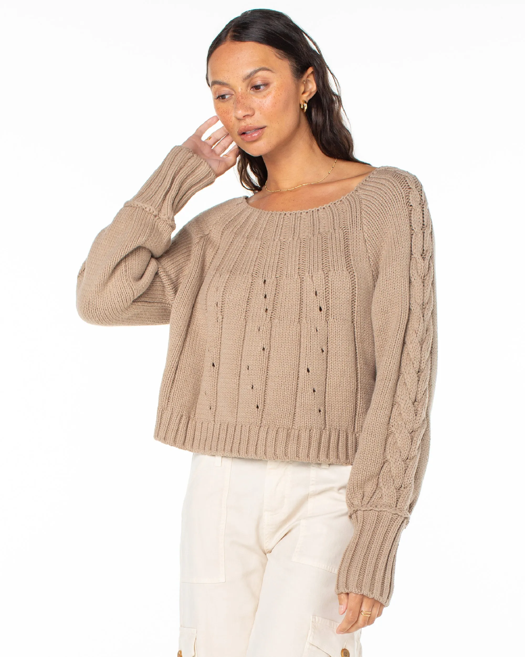 Day Dream Boat Neck Sweater - Warm Taupe sold by Roxy product image thumbnail 4