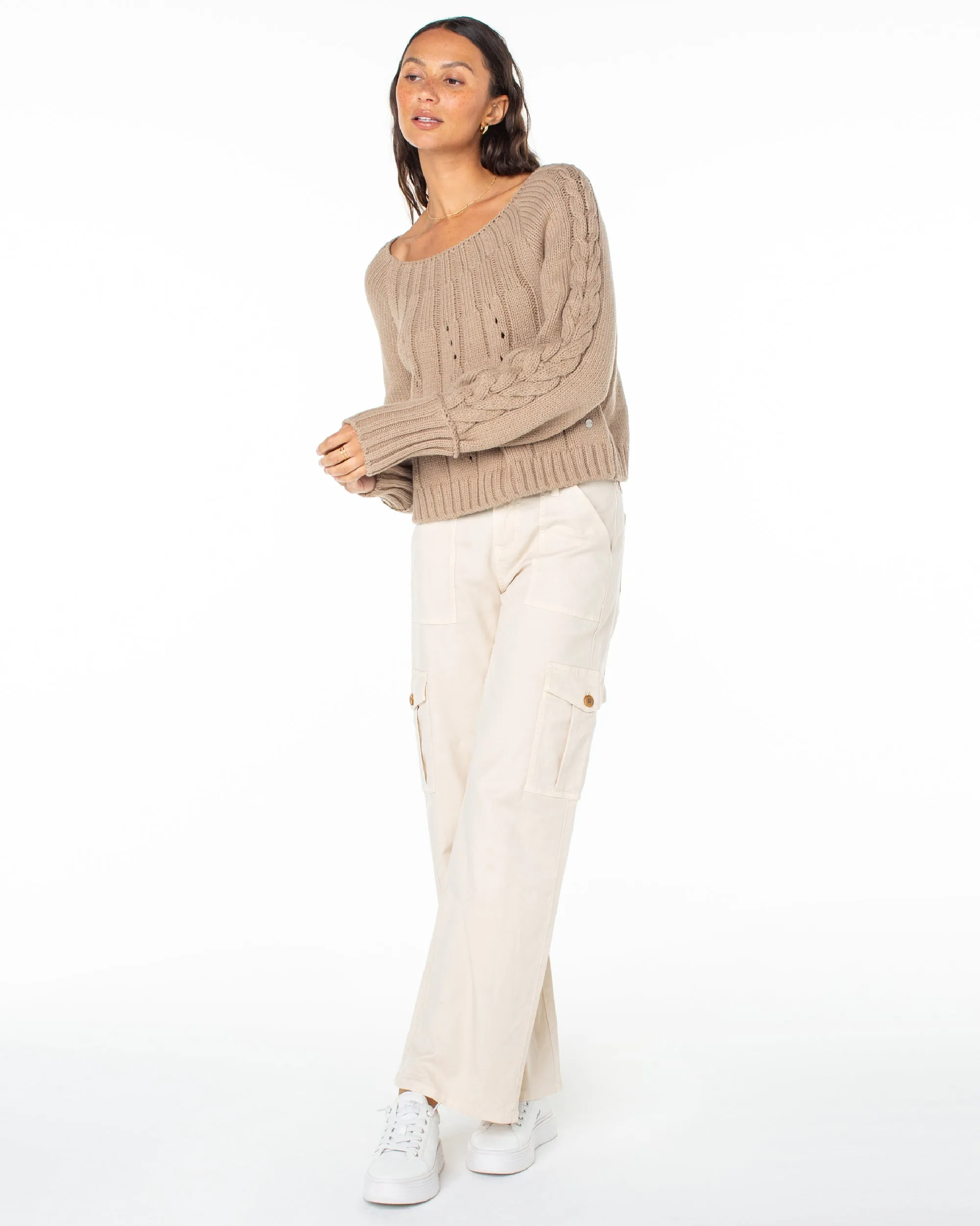 Day Dream Boat Neck Sweater - Warm Taupe sold by Roxy product image thumbnail 3