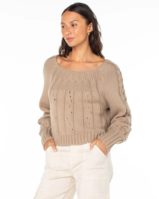 Day Dream Boat Neck Sweater - Warm Taupe sold by Roxy