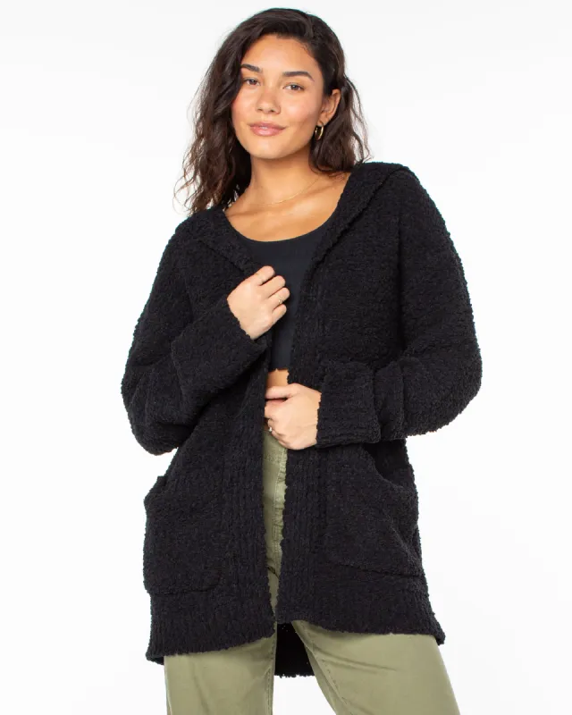 Weekend Retreat Open Front Hooded Cardigan - Phantom sold by Roxy