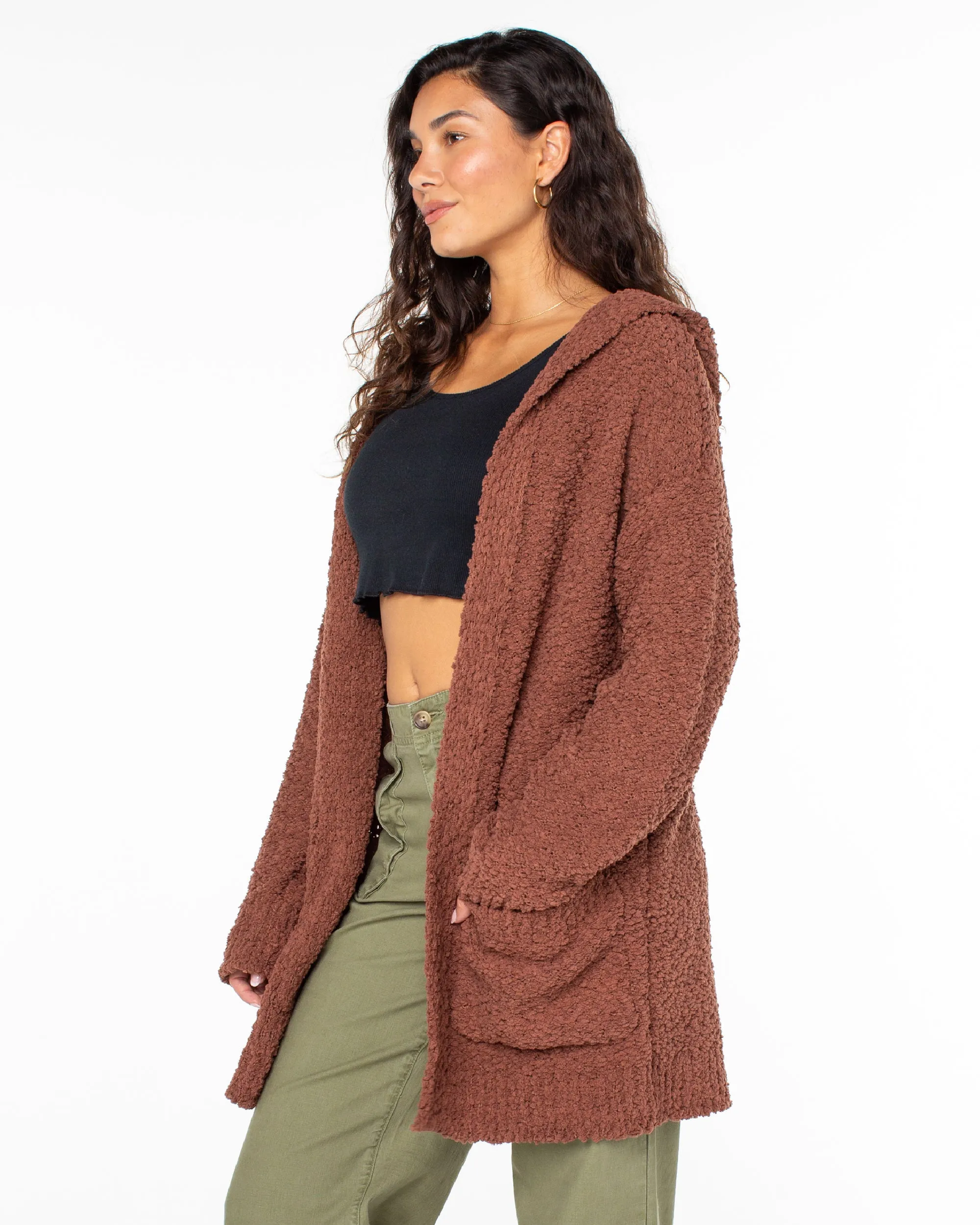 Weekend Retreat Open Front Hooded Cardigan - Russet sold by Roxy product image thumbnail 3