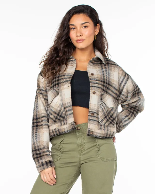 Township Plaid Jacket - Warm Taupe sold by Roxy