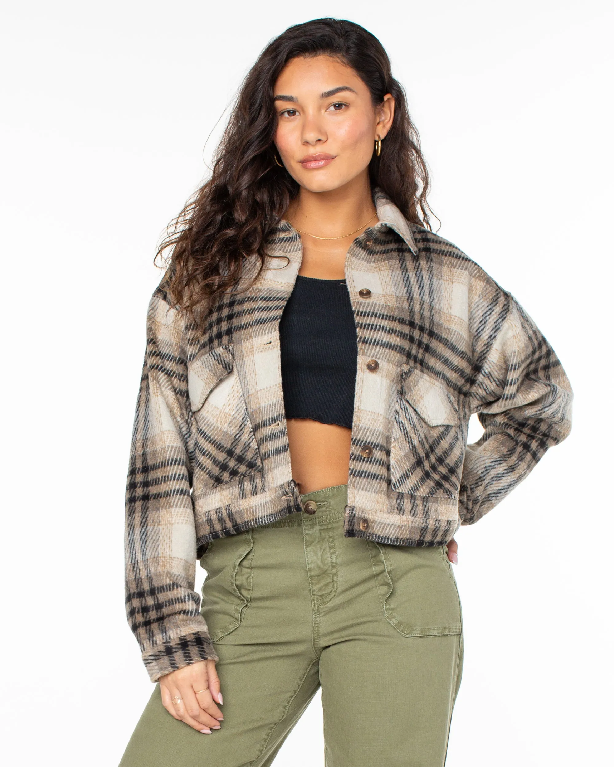 Township Plaid Jacket - Warm Taupe sold by Roxy