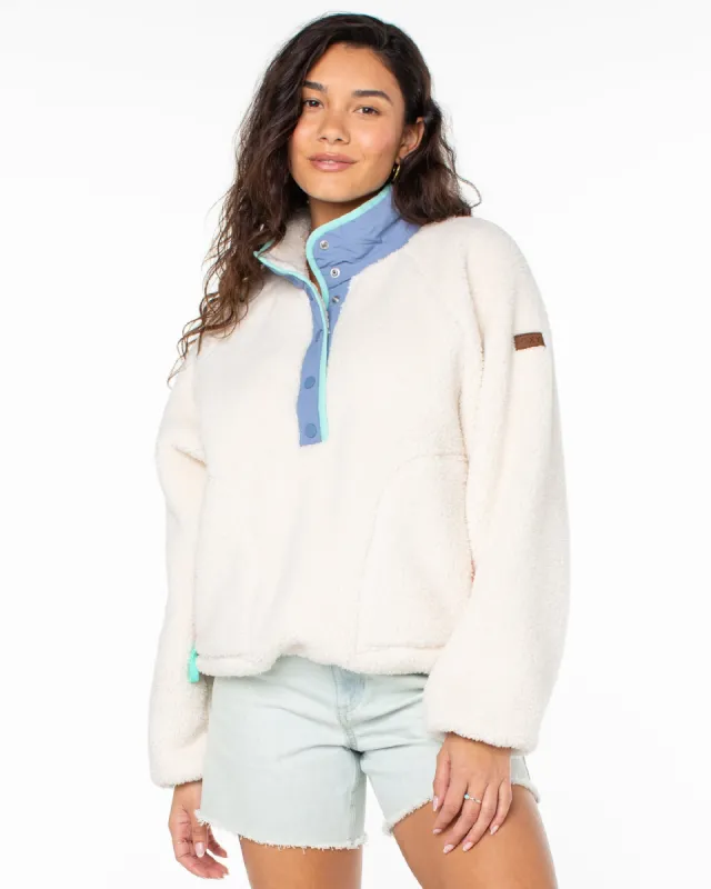 Kipsie Solid Fleece Sweater - Egret sold by Roxy