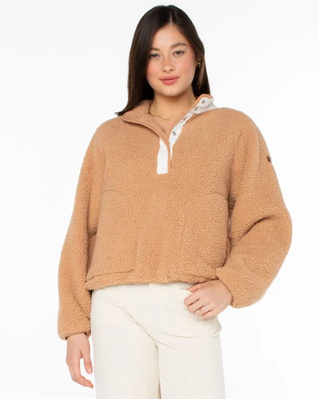 Kipsie Solid Fleece Sweater - Camel sold by Roxy