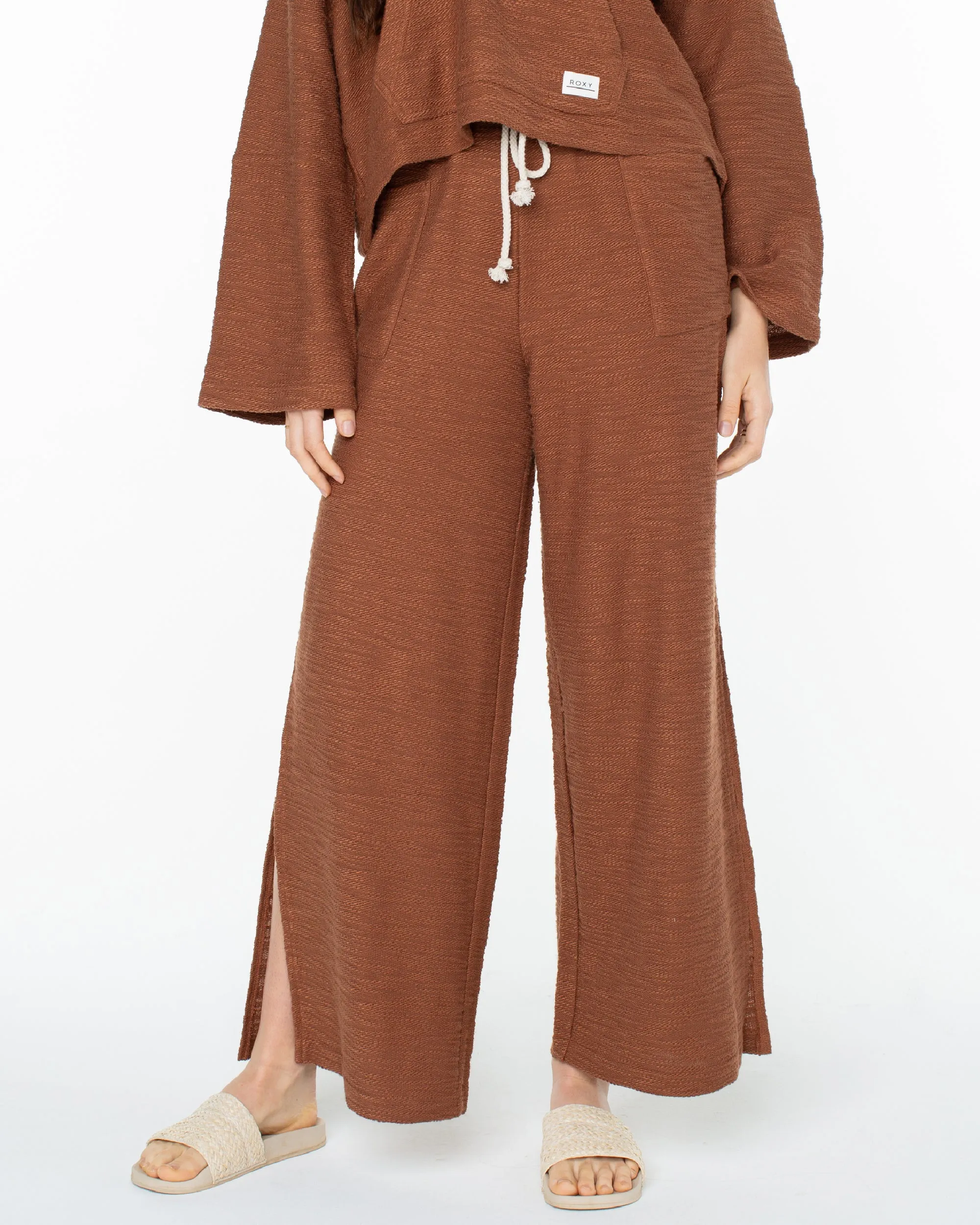 Beach Breeze Side-Slit Wide Leg Pants - Carob Brown sold by Roxy