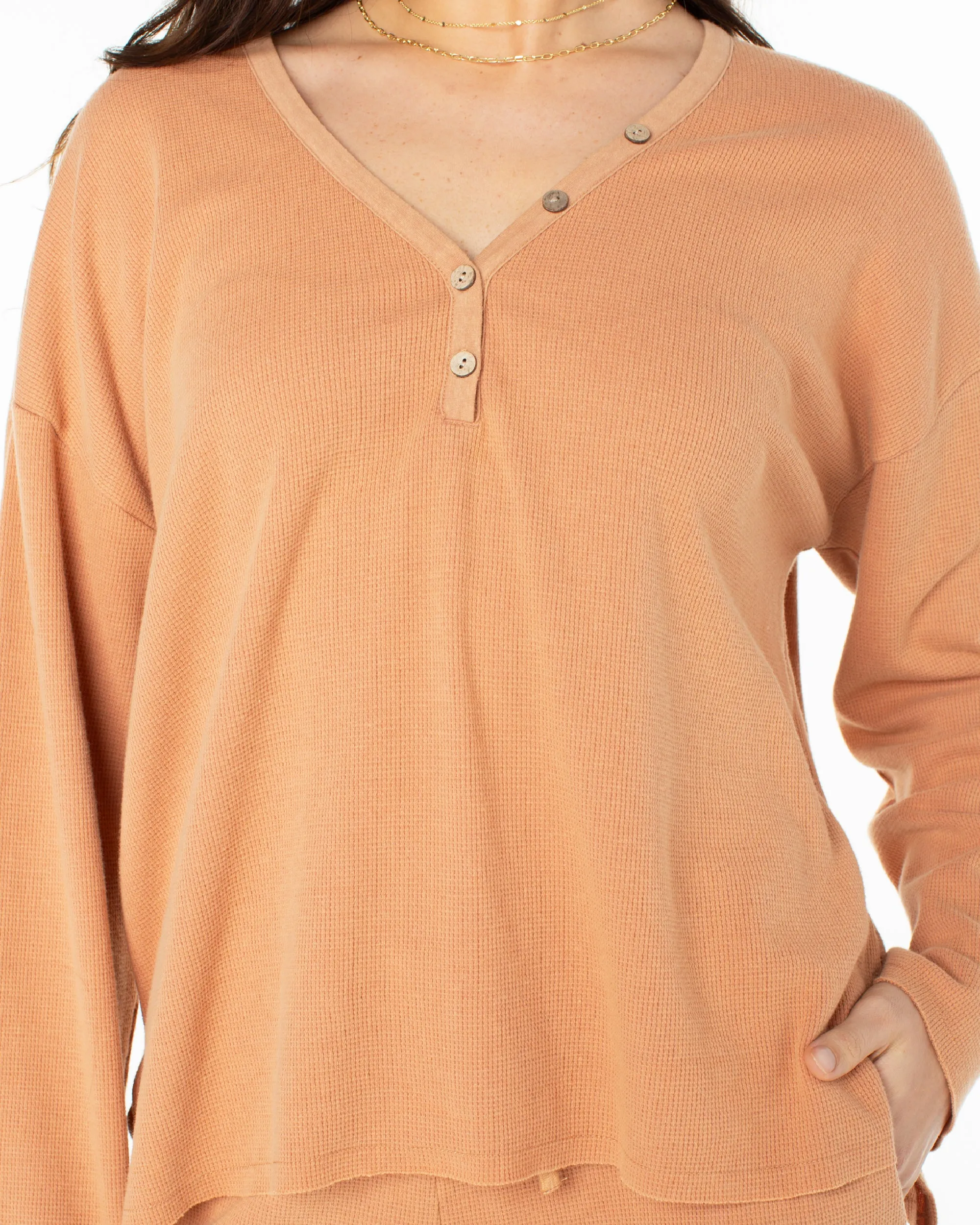 Weekend Story Henley Top - Camel sold by Roxy product image thumbnail 3
