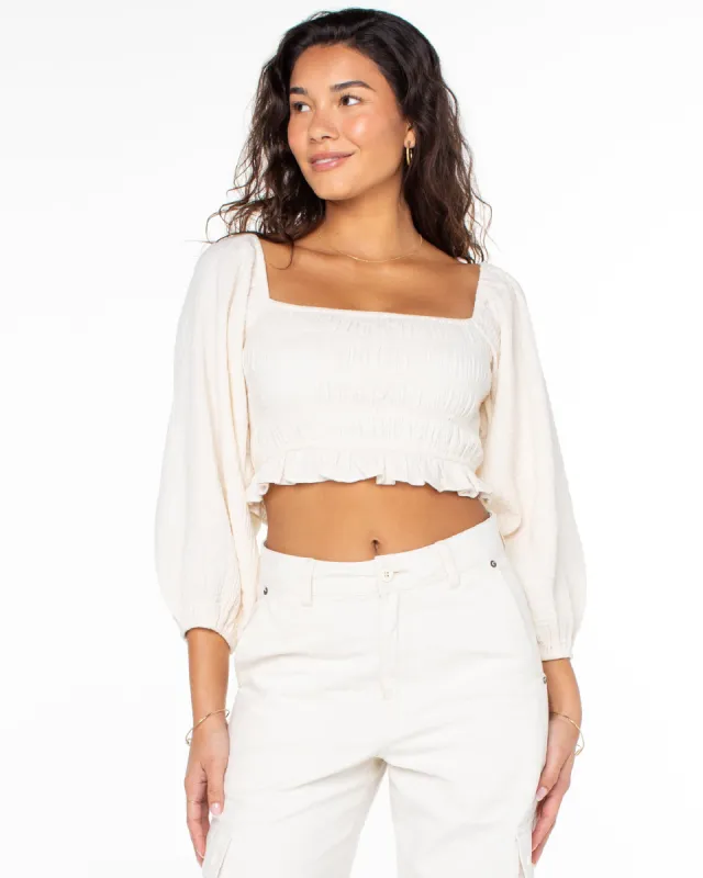 Sorrento Shores Top - Parchment sold by Roxy