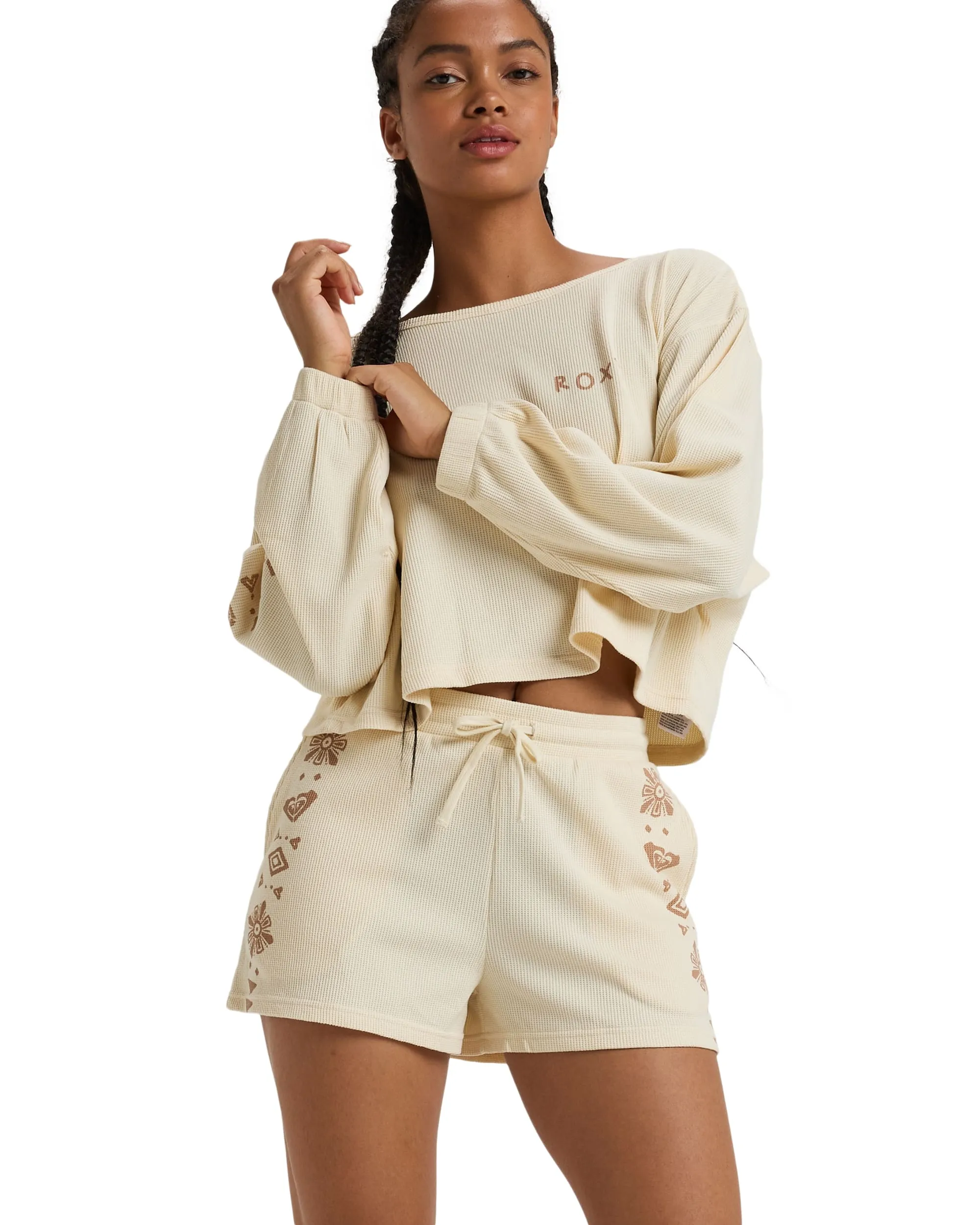 Sandy Road Elastic Waist Shorts - Parchment sold by Roxy