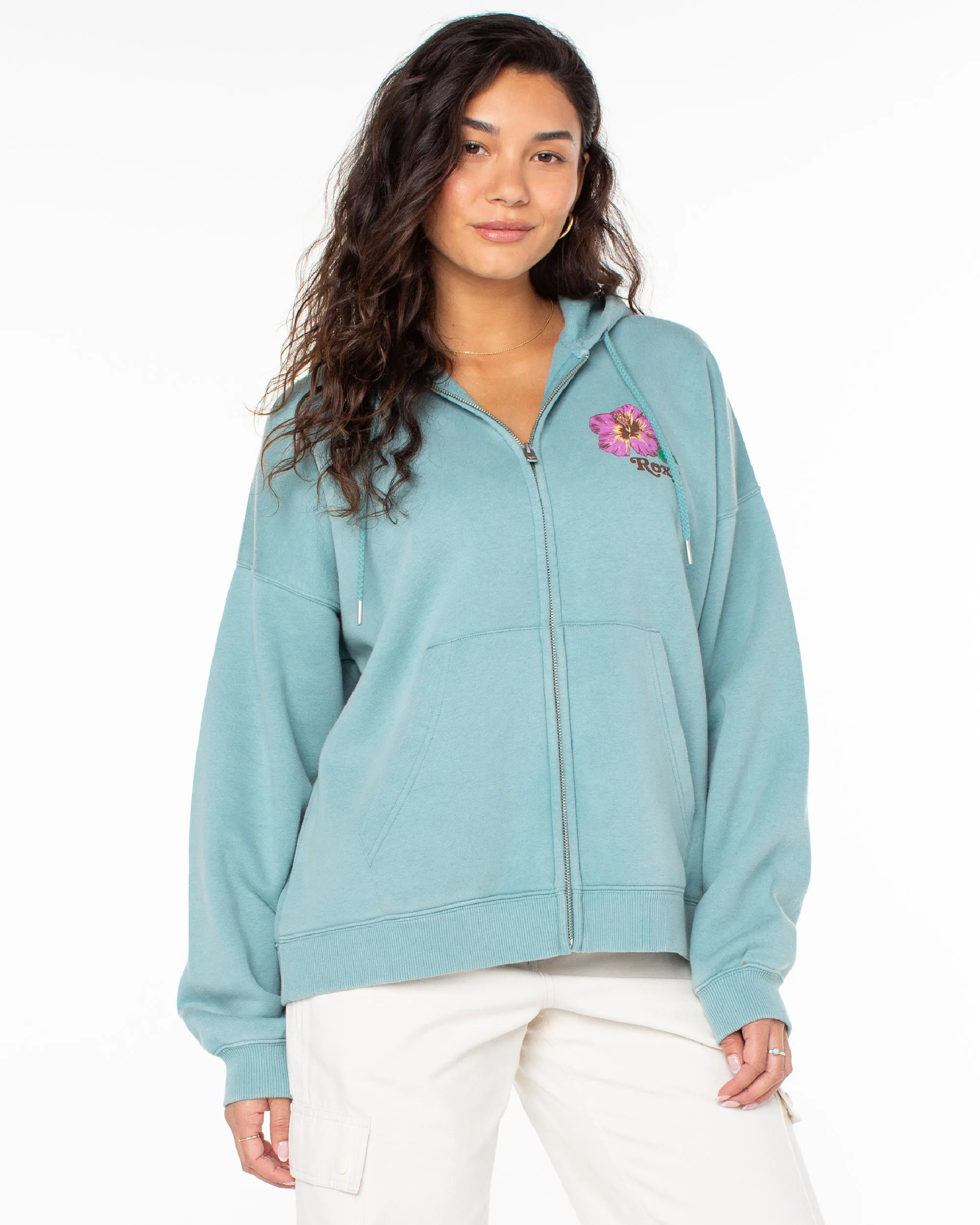 Lineup Oversized Zip Hoodie - Mineral Blue sold by Roxy