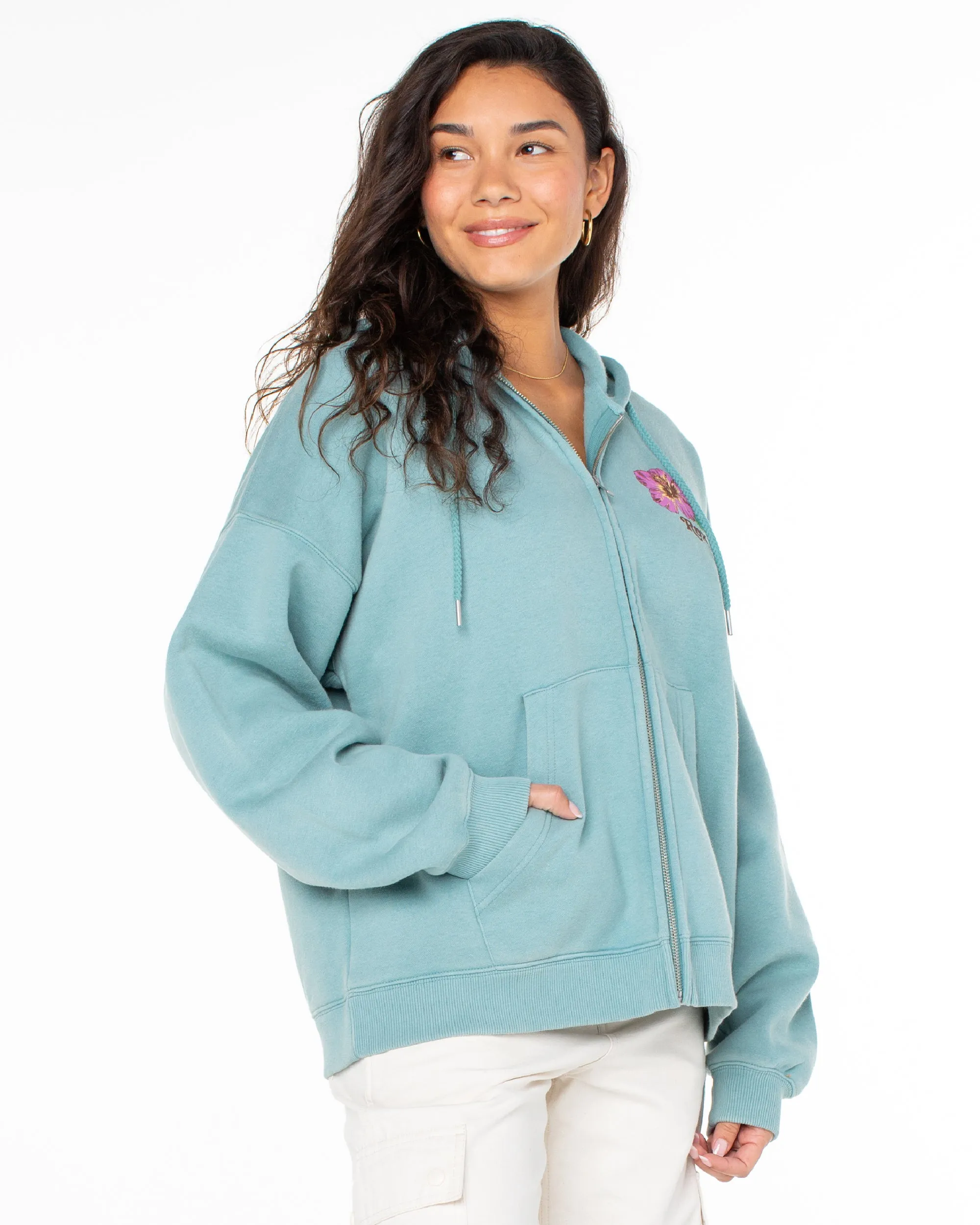 Lineup Oversized Zip Hoodie - Mineral Blue sold by Roxy product image thumbnail 3