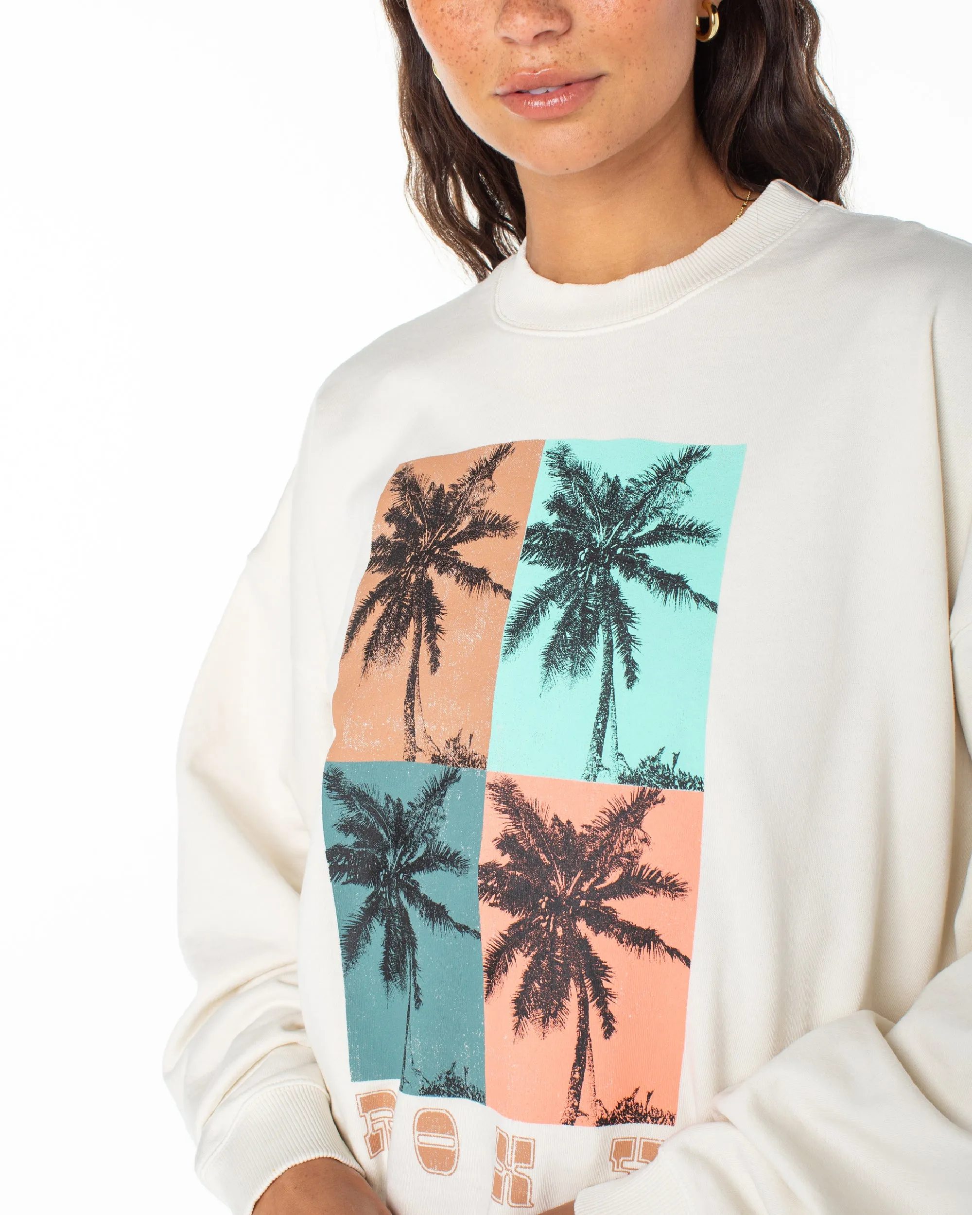Lineup Oversized Crew Neck Sweatshirt - Snow White sold by Roxy product image thumbnail 5