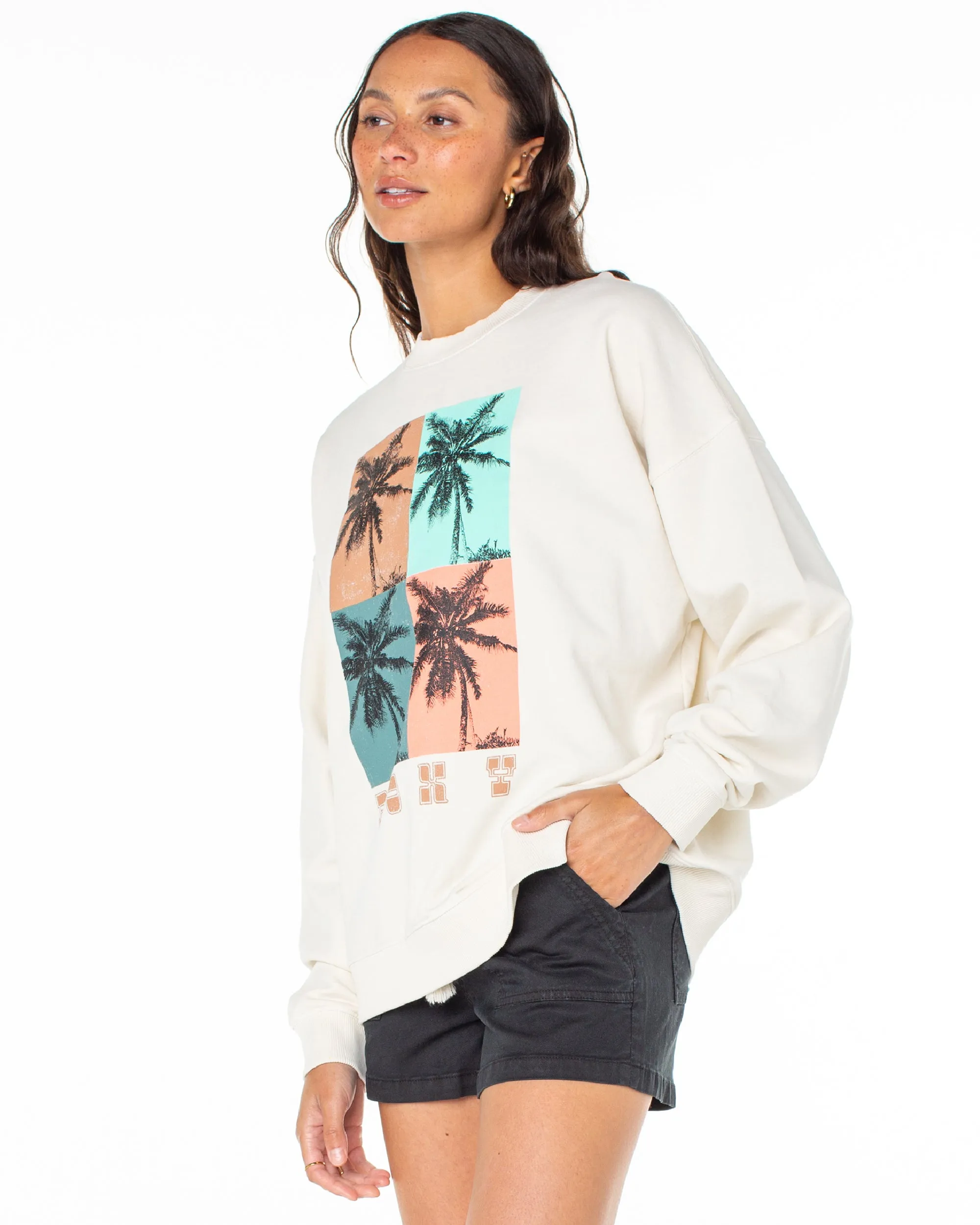 Lineup Oversized Crew Neck Sweatshirt - Snow White sold by Roxy product image thumbnail 3
