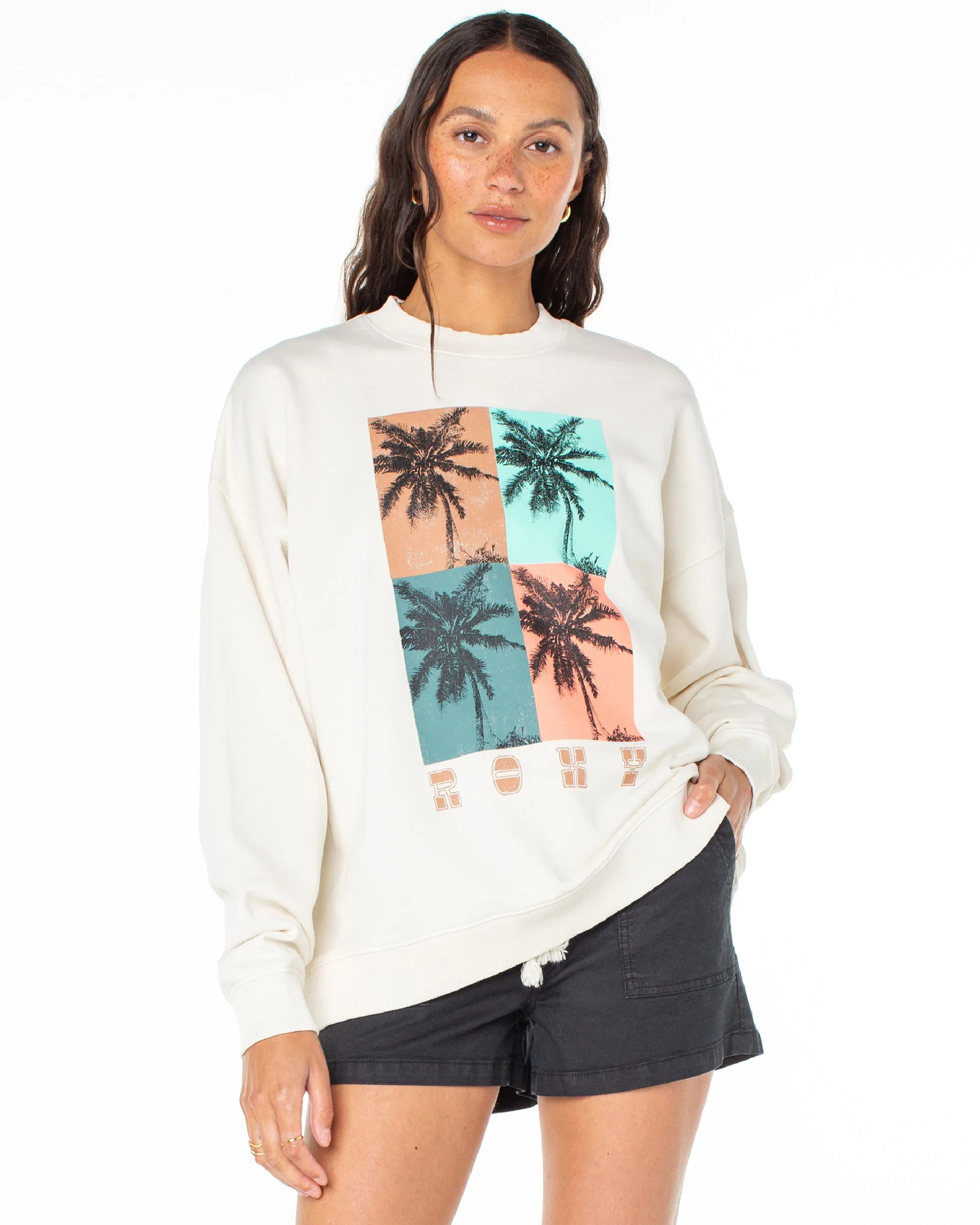 Lineup Oversized Crew Neck Sweatshirt - Snow White sold by Roxy