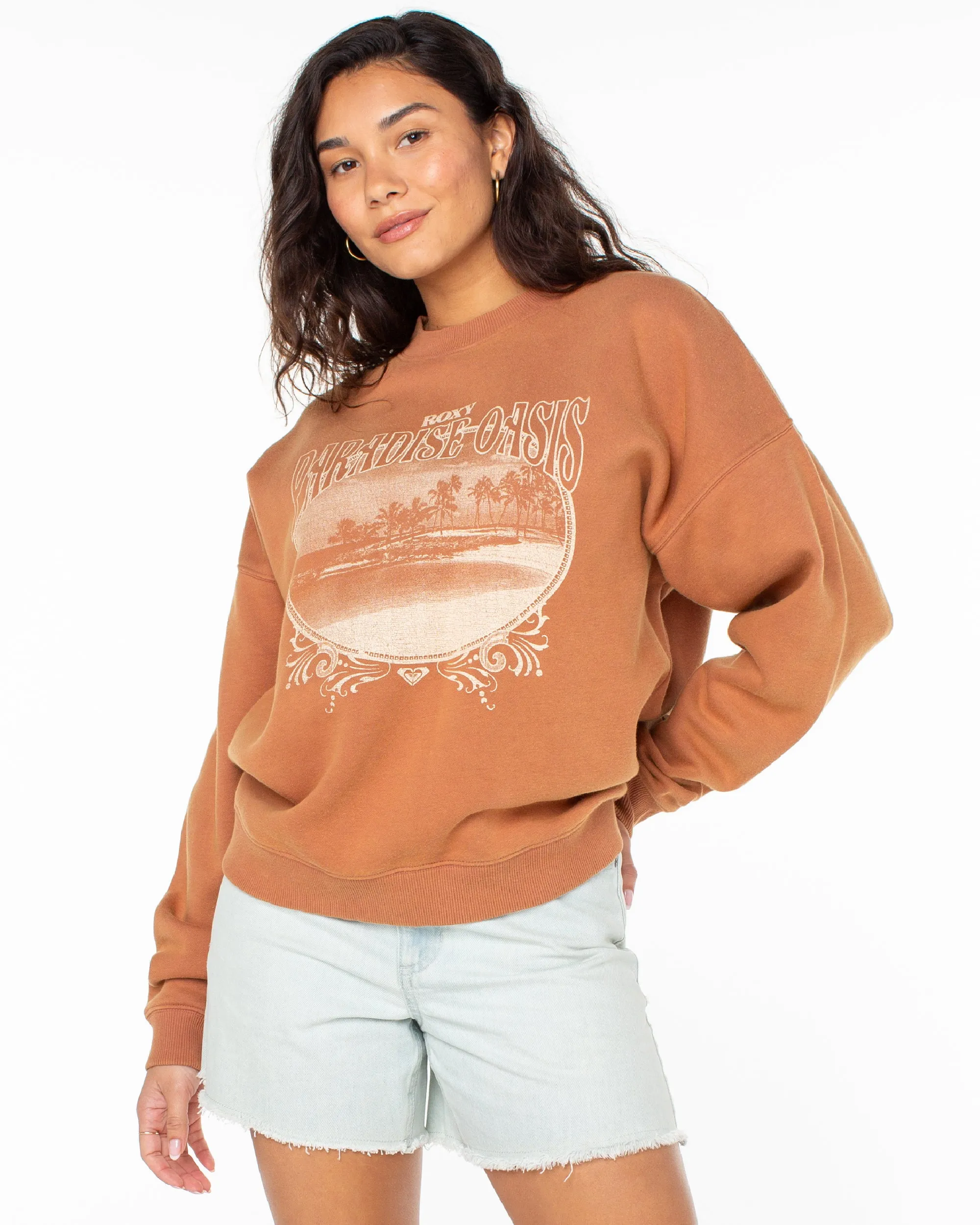 Lineup Oversized Crew Neck Sweatshirt - Russet sold by Roxy
