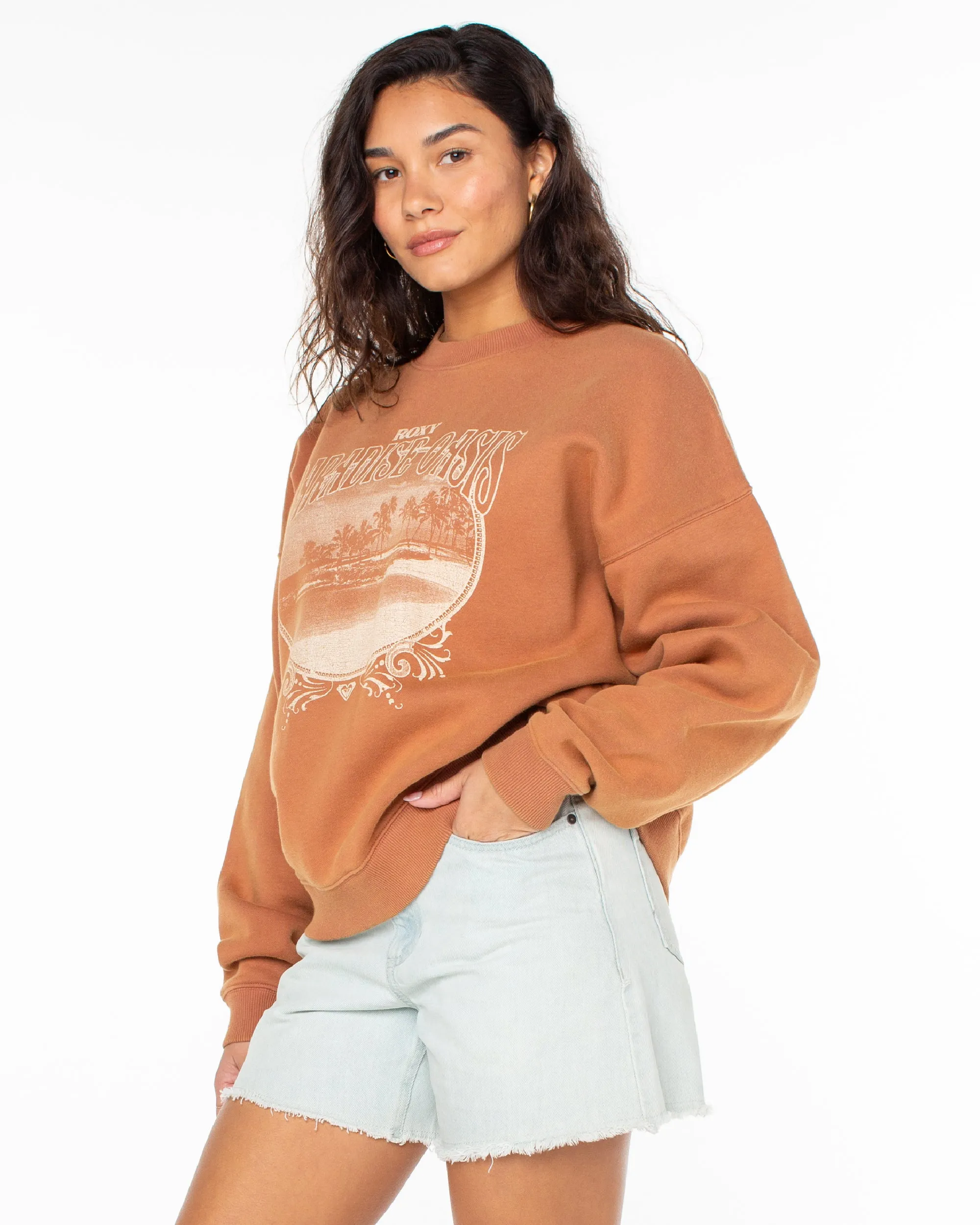 Lineup Oversized Crew Neck Sweatshirt - Russet sold by Roxy product image thumbnail 3