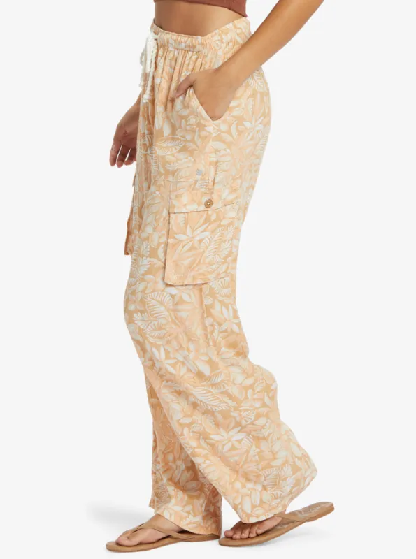 Precious High-Waist Printed Cargo Pants - Egret Soft Tropics sold by Roxy