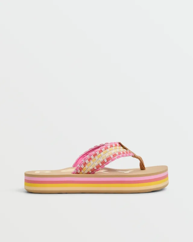 Girls 4-16 Chika Hi Flip Flops - Sunset Multi sold by Roxy