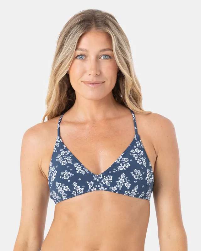 Hibiscus Haven Athletic Triangle Bikini Top sold by Roxy