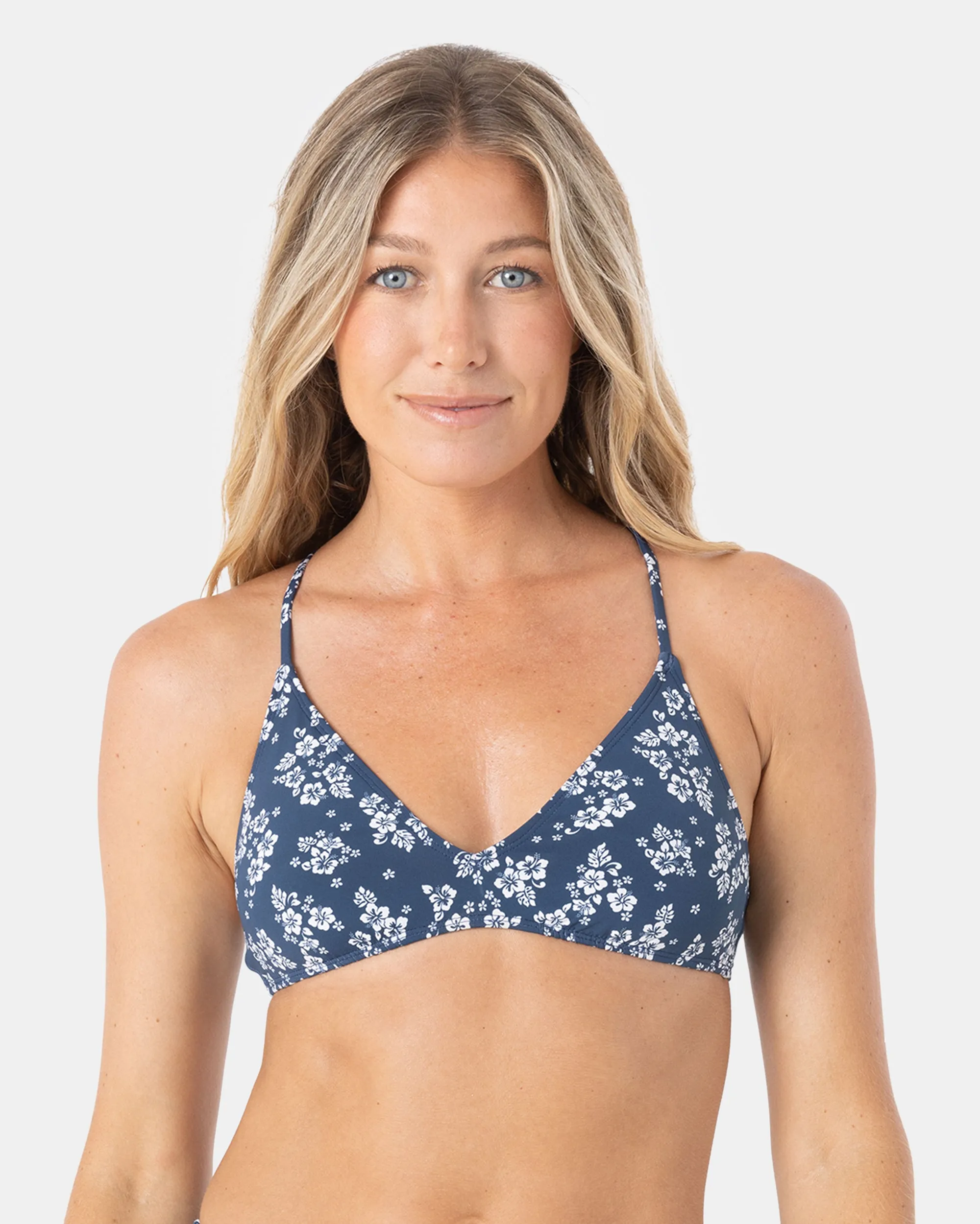 Hibiscus Haven Athletic Triangle Bikini Top sold by Roxy