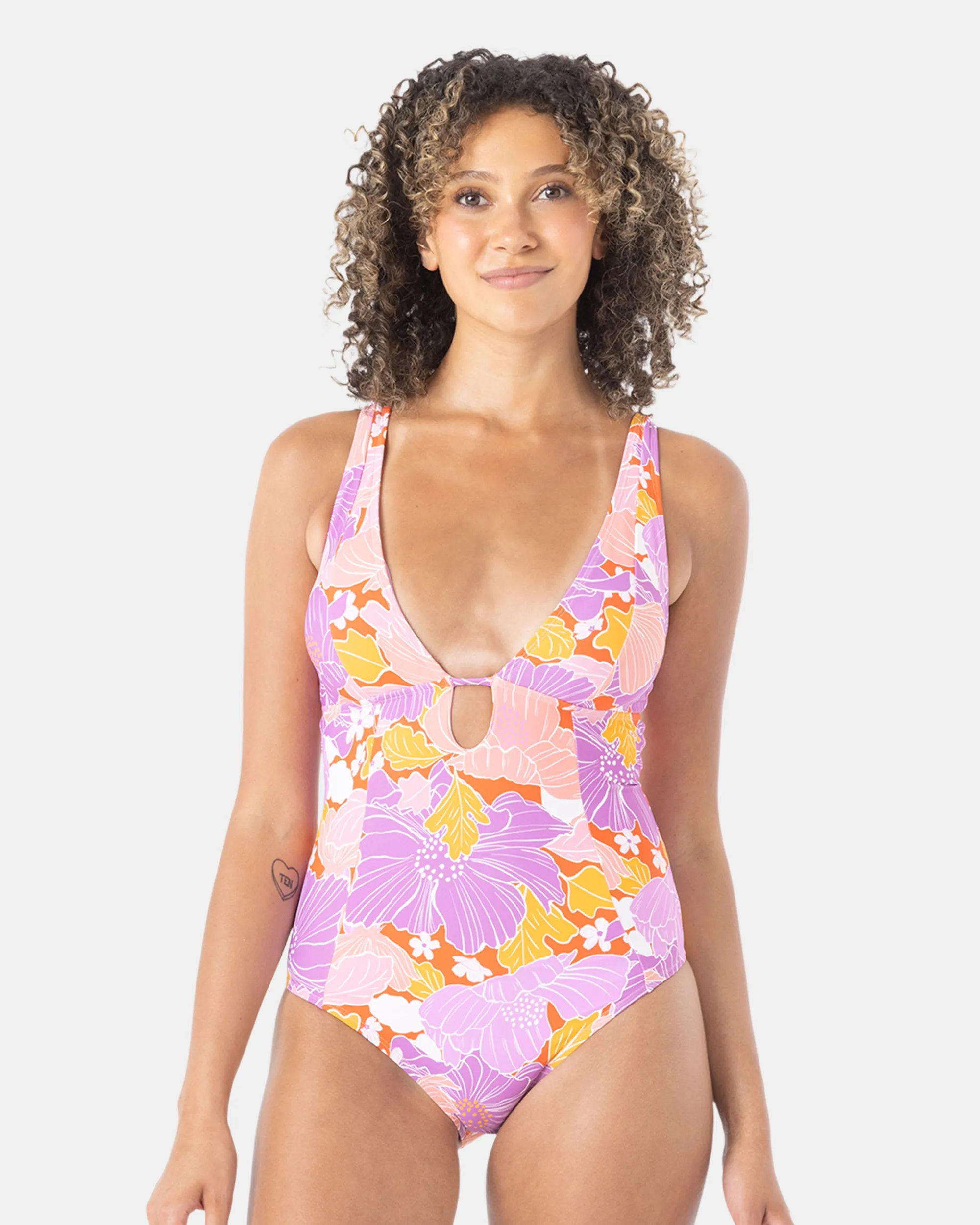 Bell Bottom Blooms Plunge One Piece Swimsuit sold by Roxy