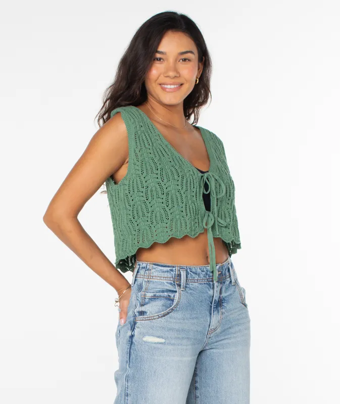 Beach Bound Crochet Vest Sweater sold by Roxy