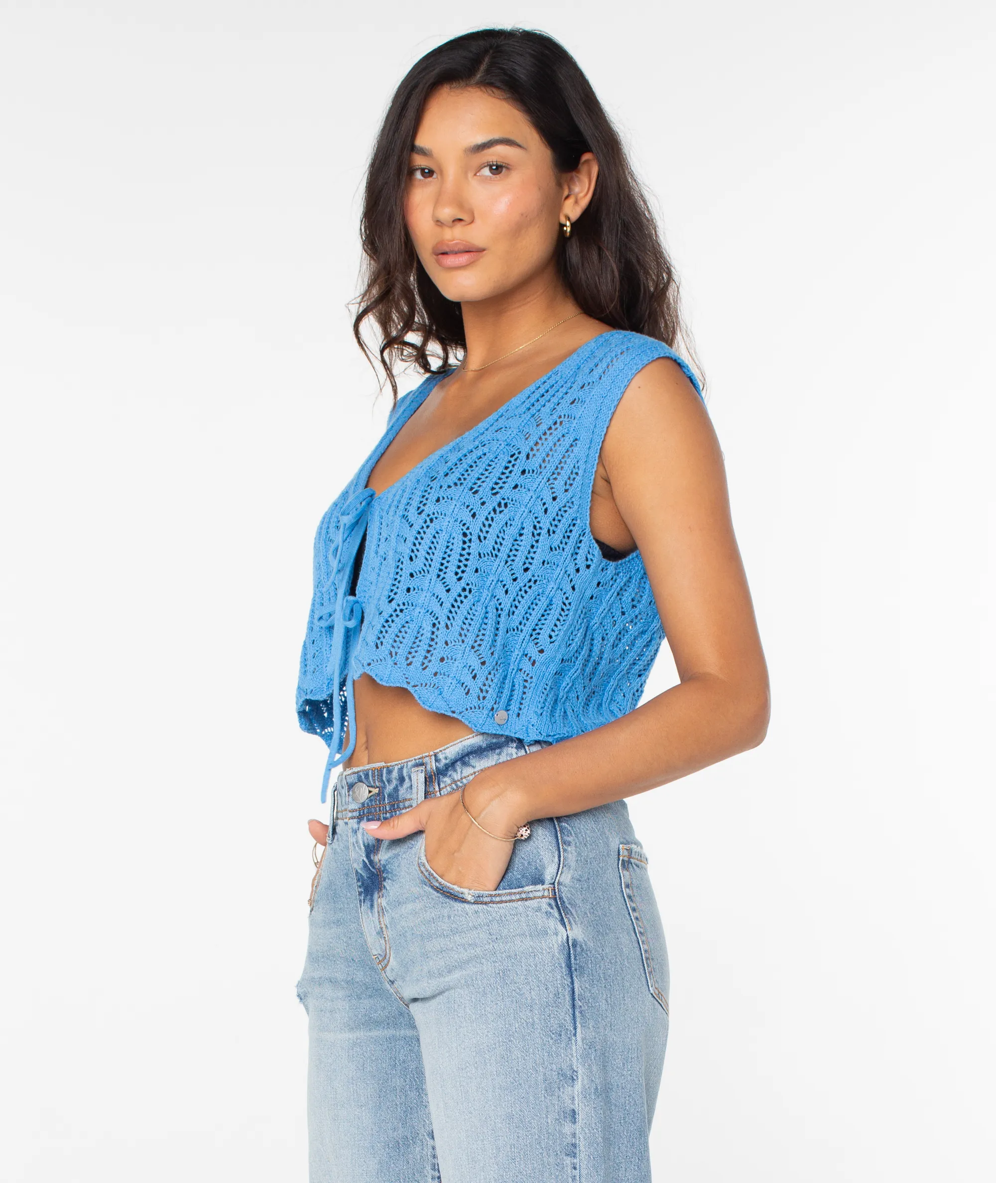 Beach Bound Crochet Vest Sweater sold by Roxy product image thumbnail 4