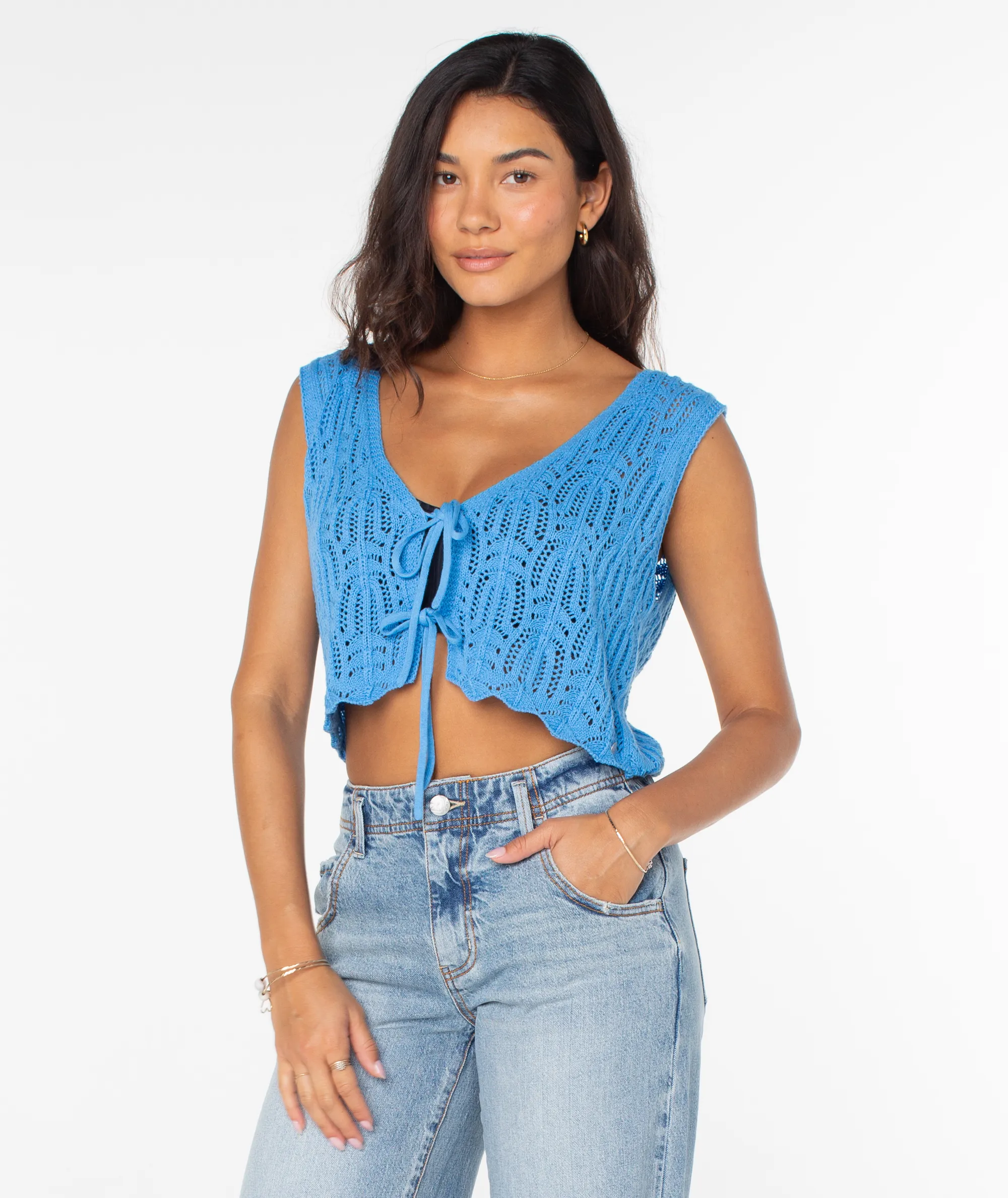 Beach Bound Crochet Vest Sweater sold by Roxy product image thumbnail 2