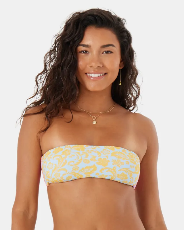 Tapestry Patchwork Bandeau Lace Up Bikini Top sold by Roxy