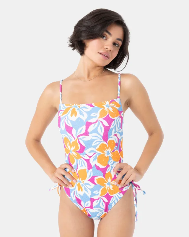 Topanga Canyon Lace Up Side One Piece Swimsuit made by Roxy