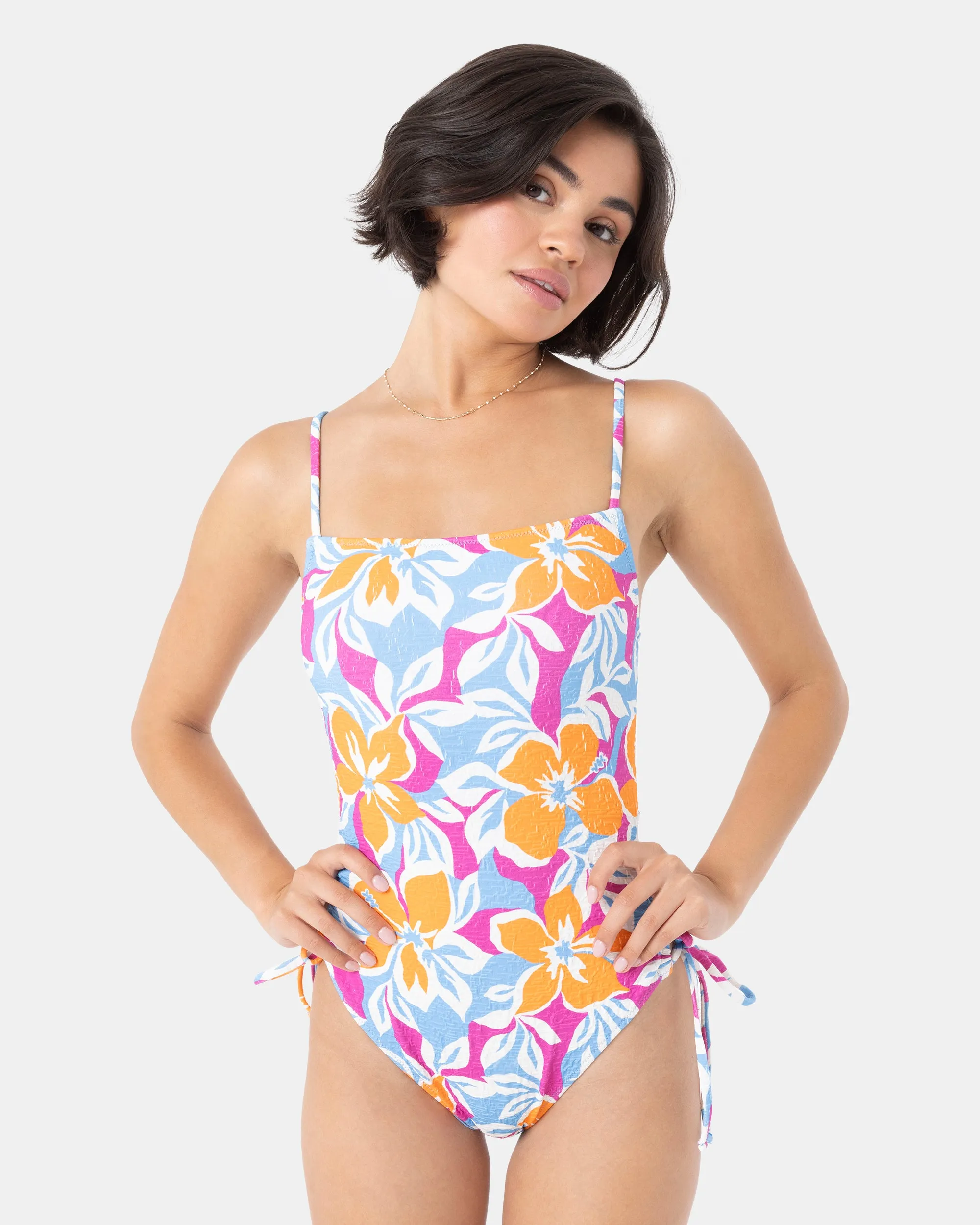 Topanga Canyon Lace Up Side One Piece Swimsuit sold by Roxy