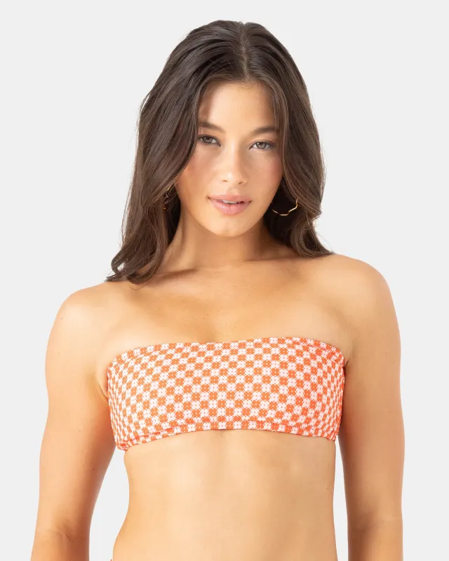 Flower Power Lace Up Bandeau Bikini Top sold by Roxy