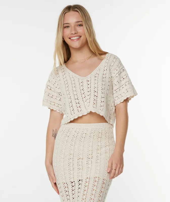 Sea Swirl Crochet Tee sold by Roxy