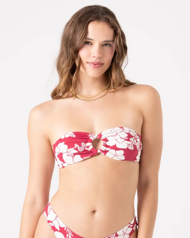 Hibiscus Hideaway Ring Bandeau Bikini Top sold by Roxy