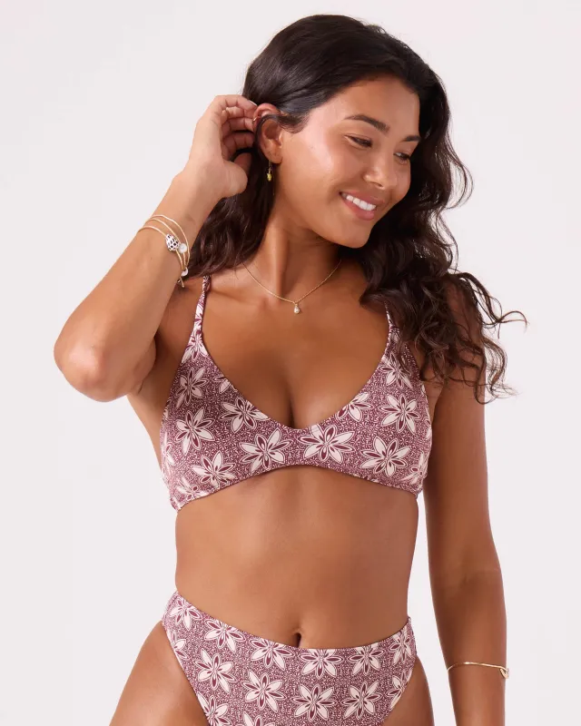 Batik Bloom Athletic Triangle Bikini Top sold by Roxy