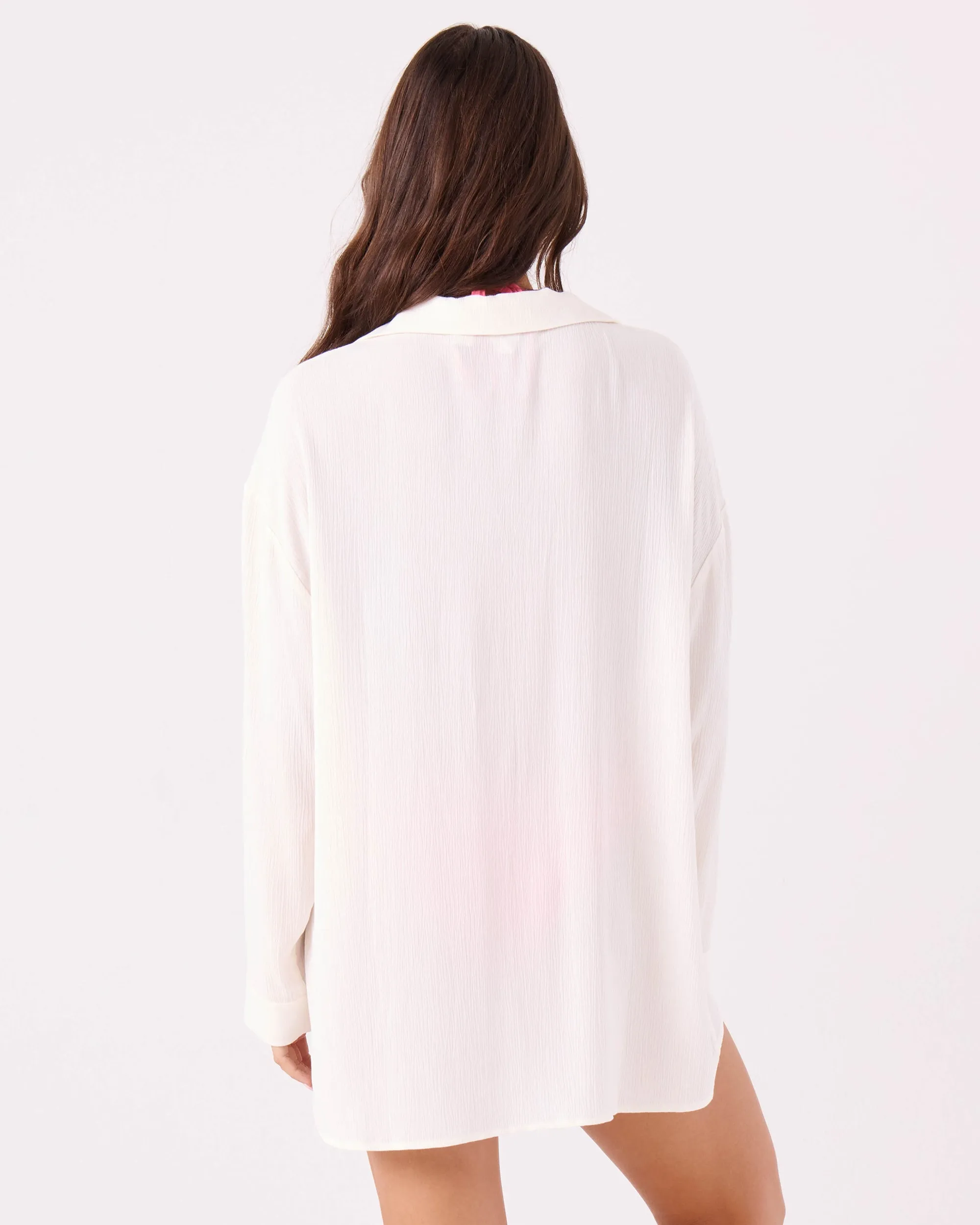 Solid Crinkle Long Sleeve Cover Up Camp Shirt sold by Roxy product image thumbnail 2